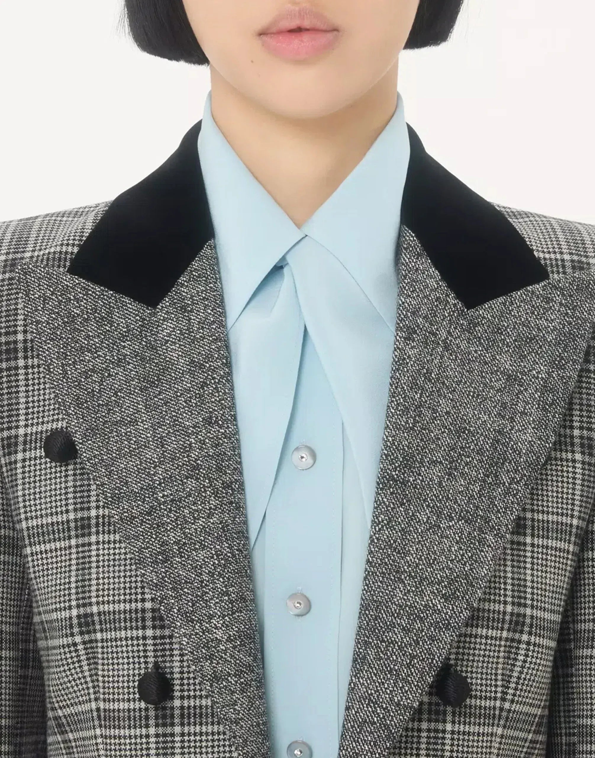 Valentino Double-Breasted Check Pattern Jacket