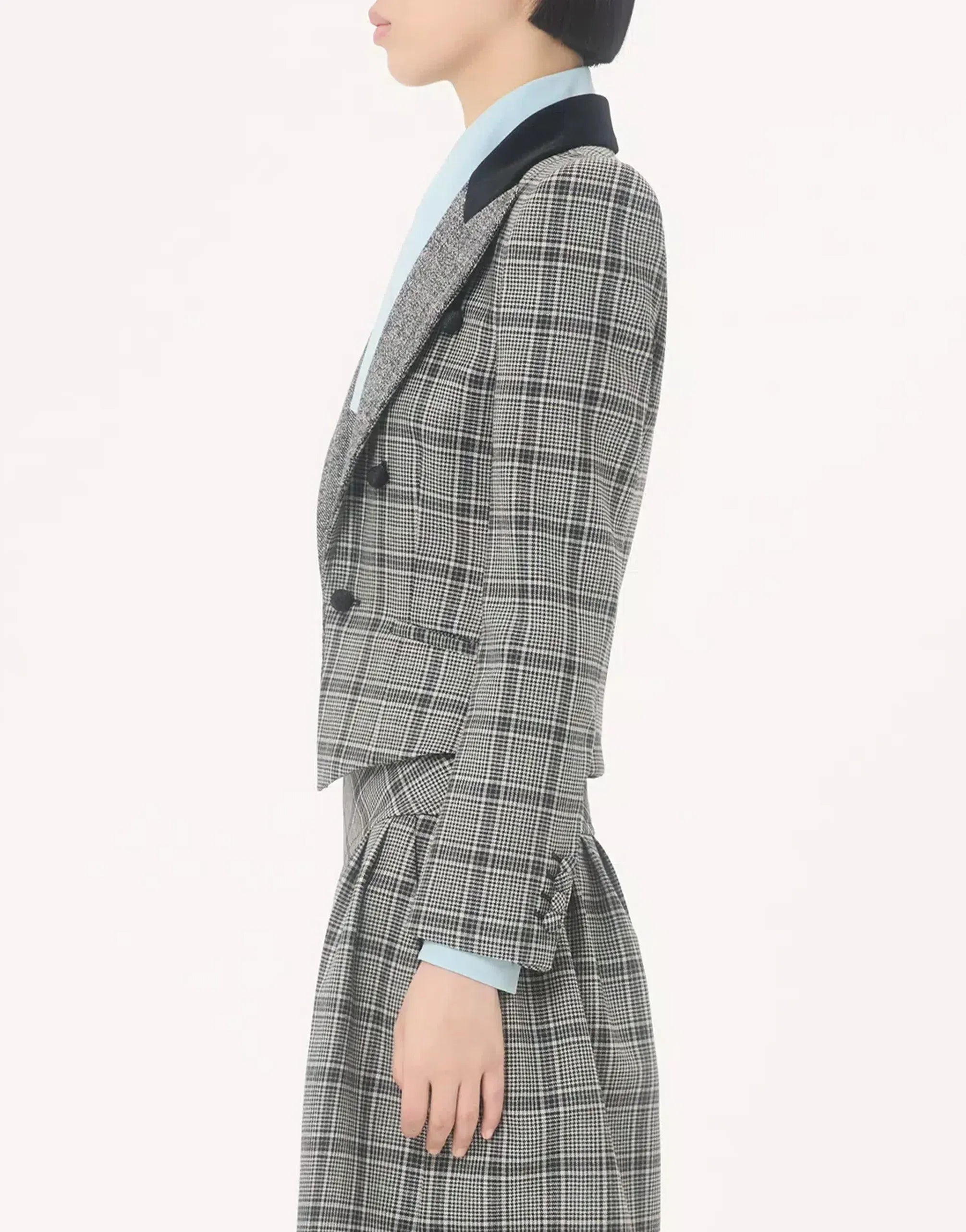 Valentino Double-Breasted Check Pattern Jacket