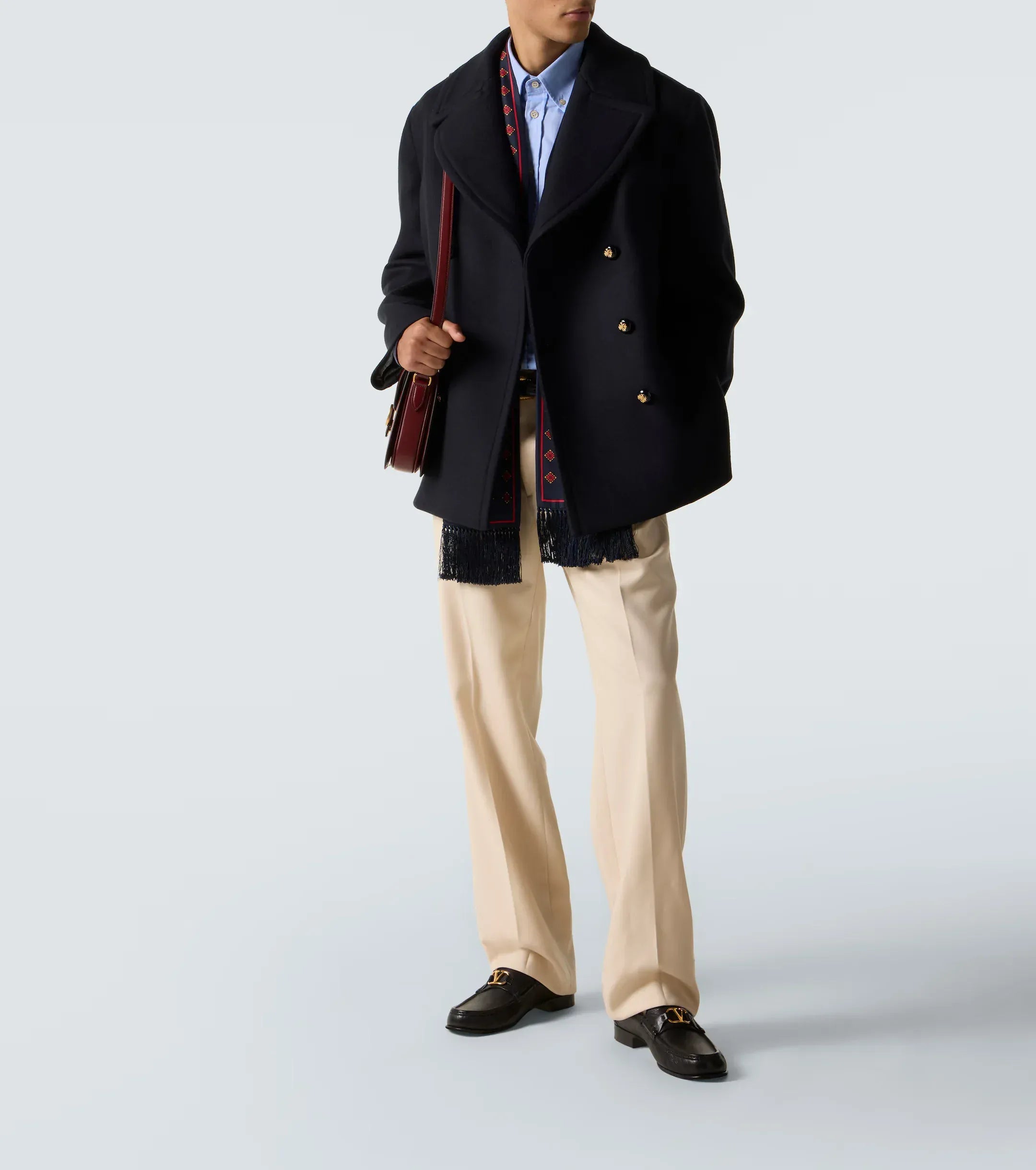 Valentino Double-Breasted virgin Wool Pea Coat