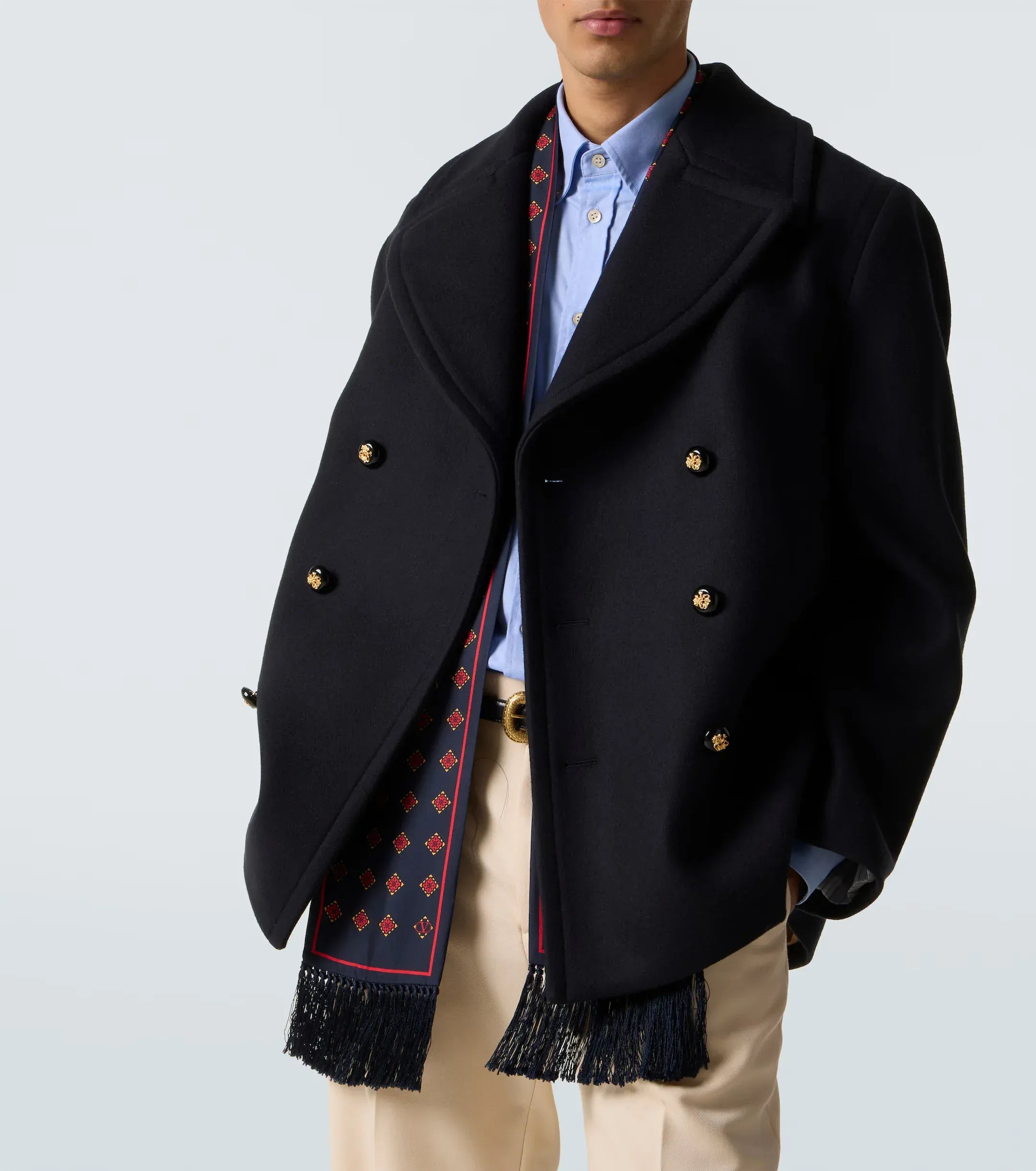 Valentino Double-Breasted virgin Wool Pea Coat