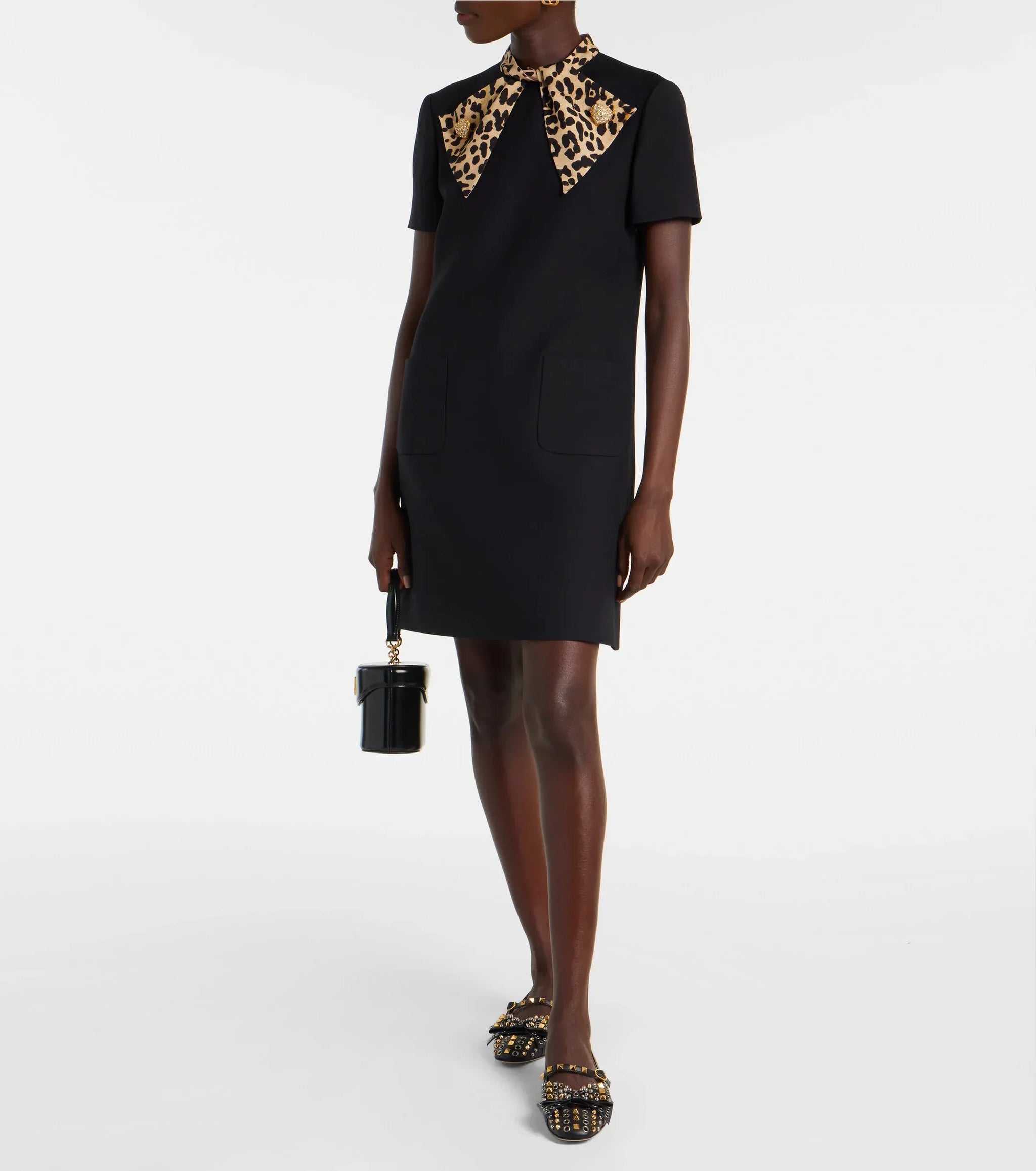 mini valentino dress Valentino Embellished Pussy-Bow Crepe Mini Dress
