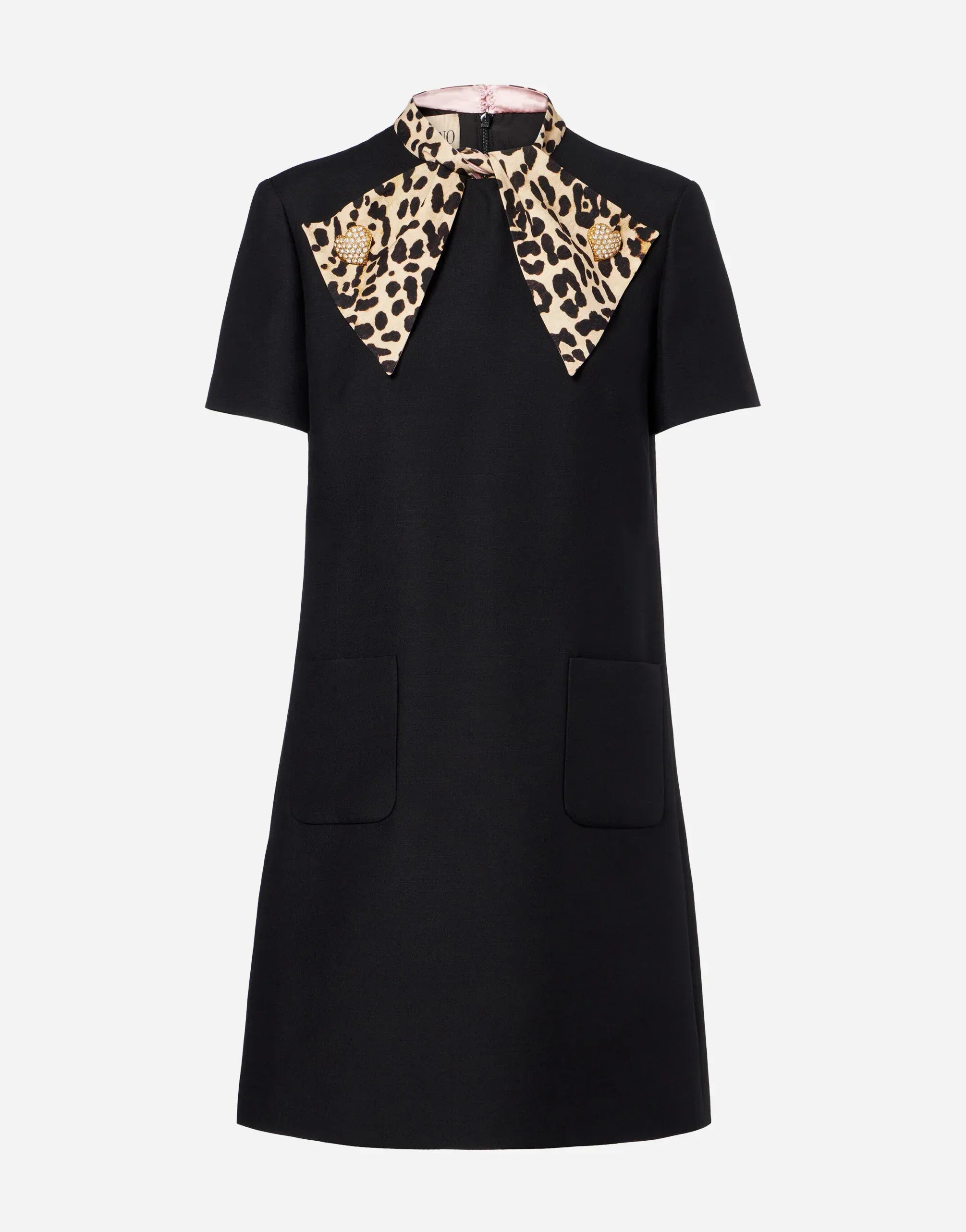 Valentino Embellished Pussy-Bow Crepe Mini Dress