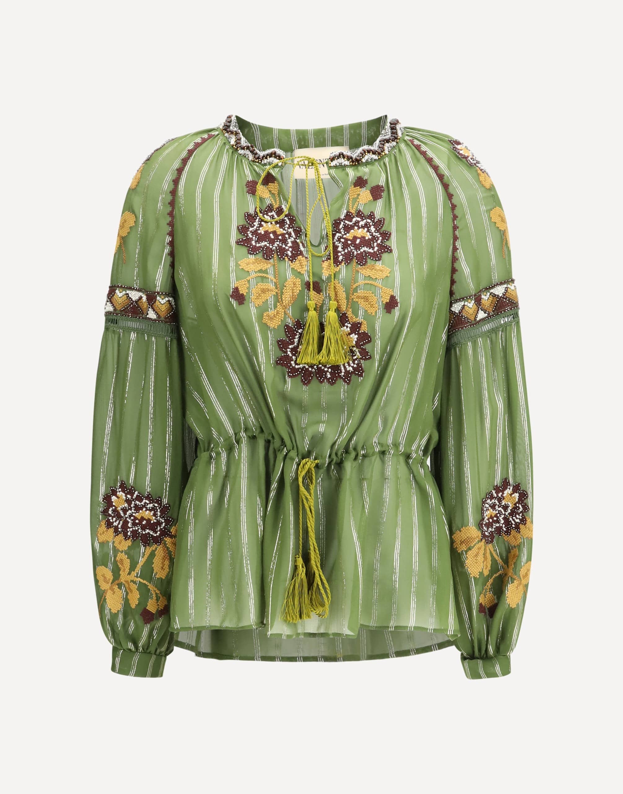 Valentino 刺繍入りルレックスシルクシャツ | Sendegaro JP