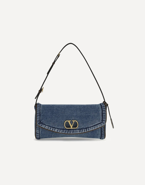 Valentino Garavani Devain Small Denim Shoulder Bag | Sendegaro HK