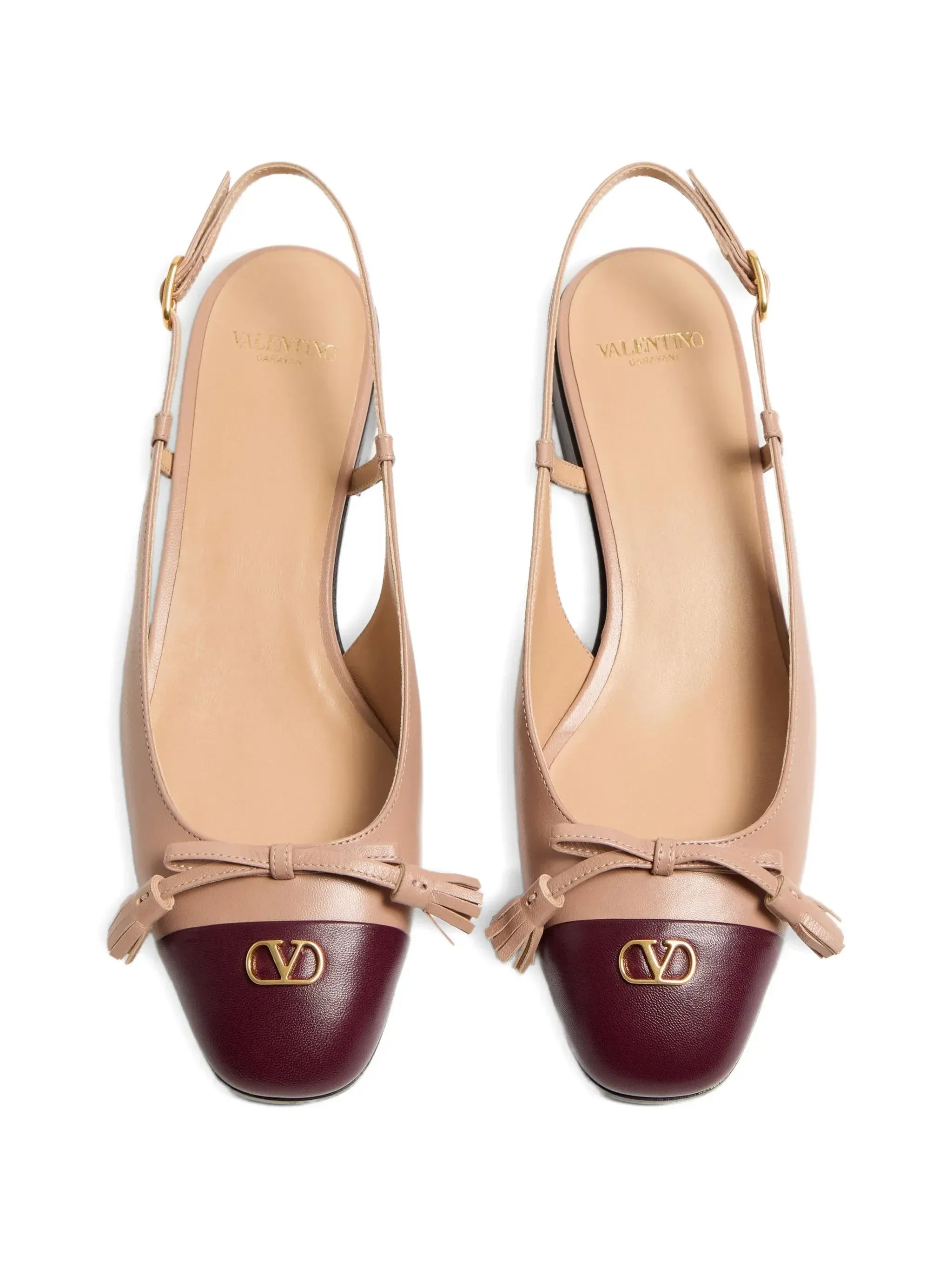 Valentino Garavani Sapatilhas Slingback de Couro com Logo Aplicado e Detalhe de Tassel