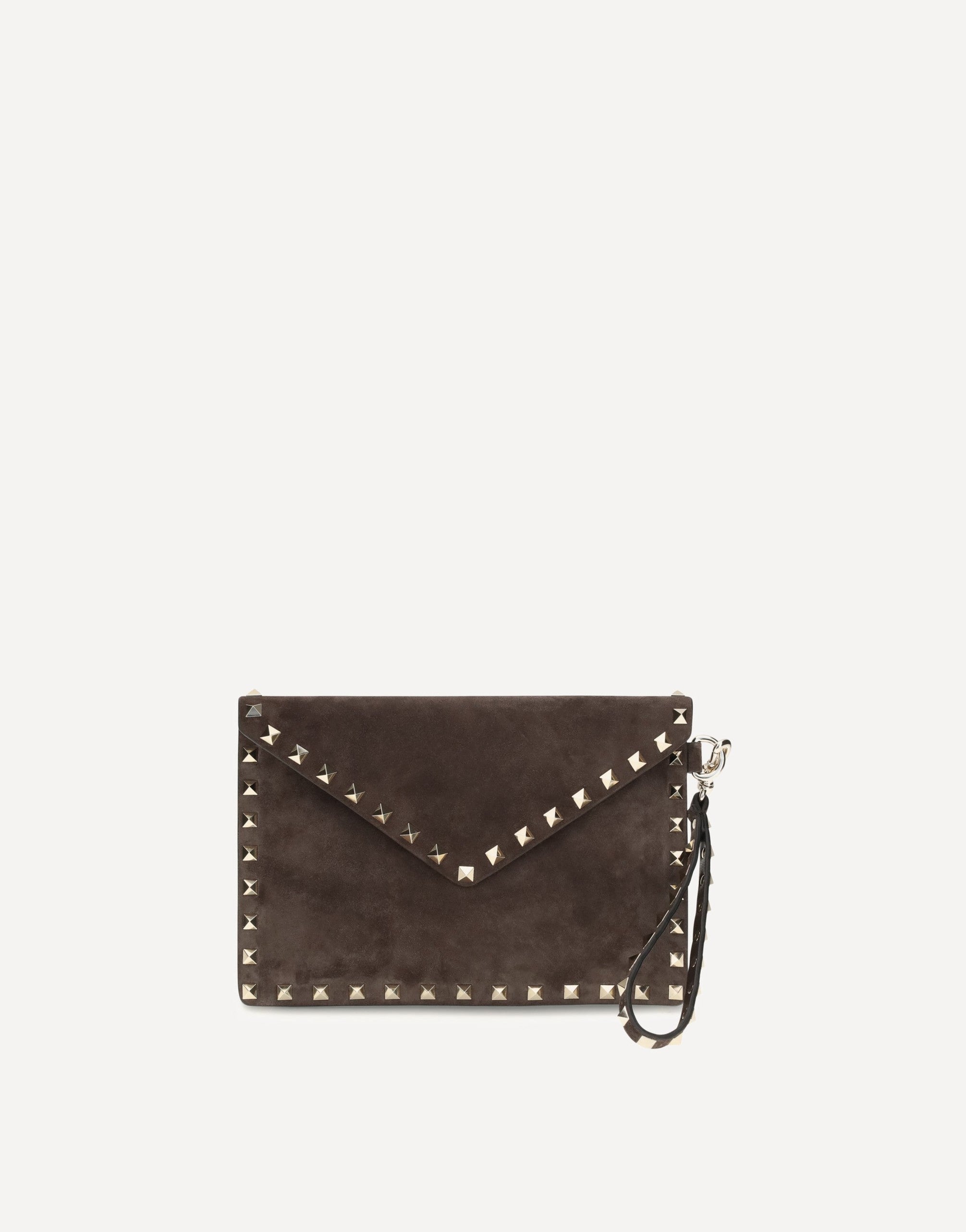 Valentino Garavani Medium Rockstud Suede Clutch