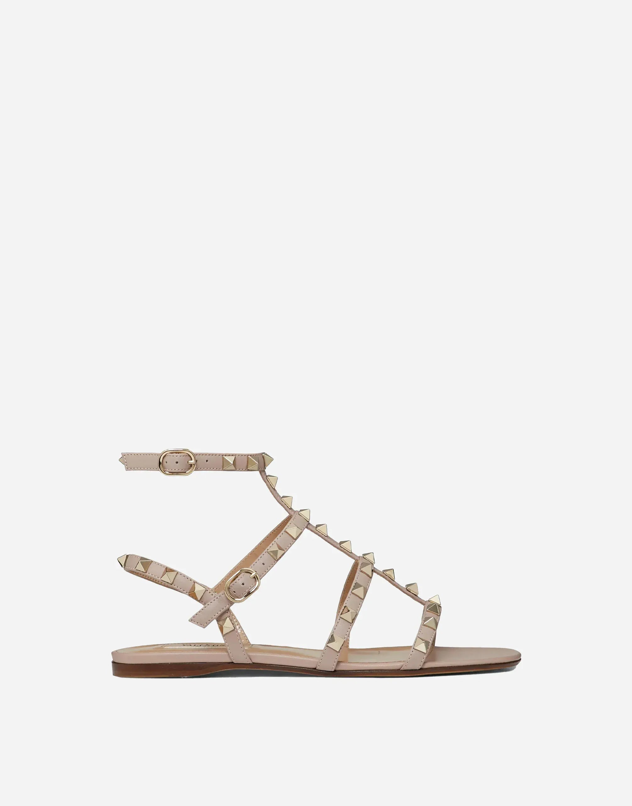 Valentino Garavani Rockstud Ankle-Strap Flat Sandals