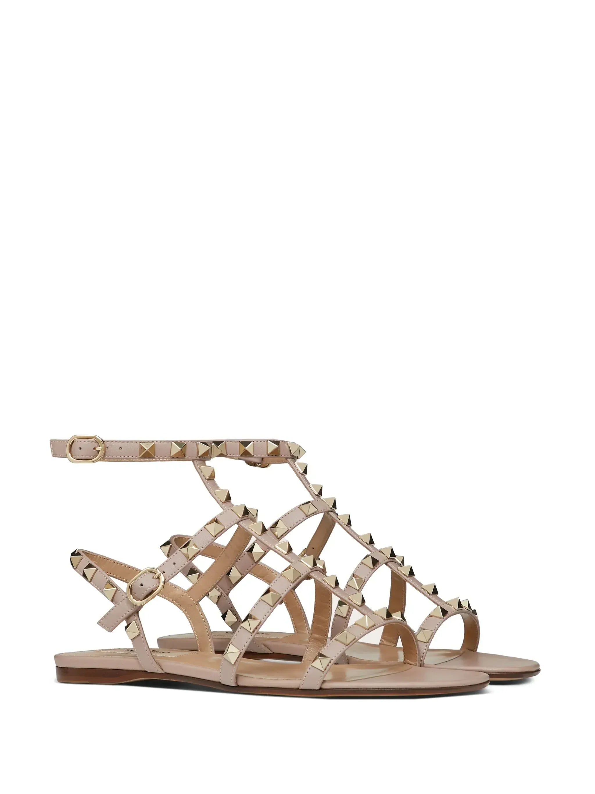 Valentino Garavani Rockstud Ankle-Strap Flat Sandals