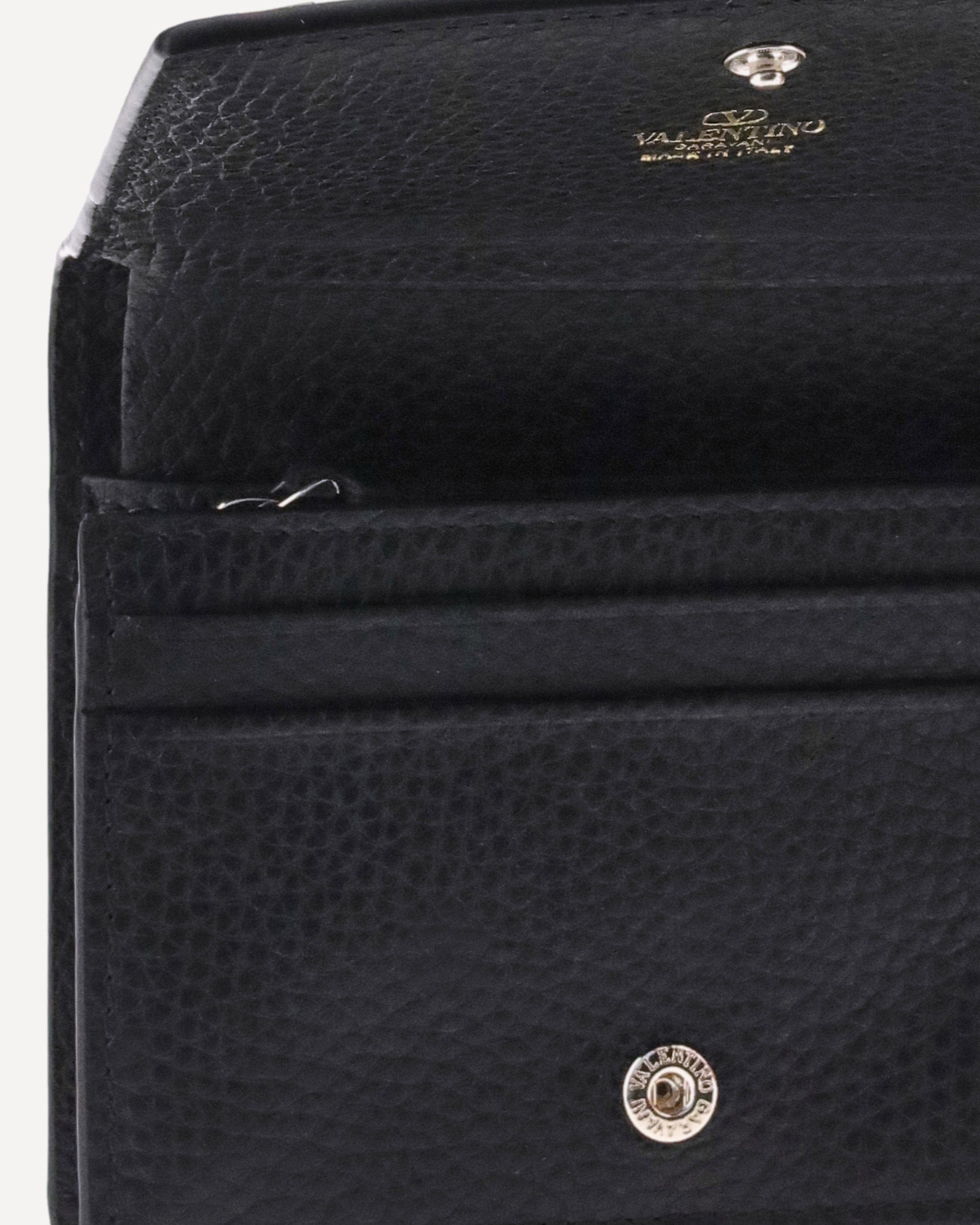 Valentino Garavani Rockstud Wallet Garnet Calfskin Platinum
