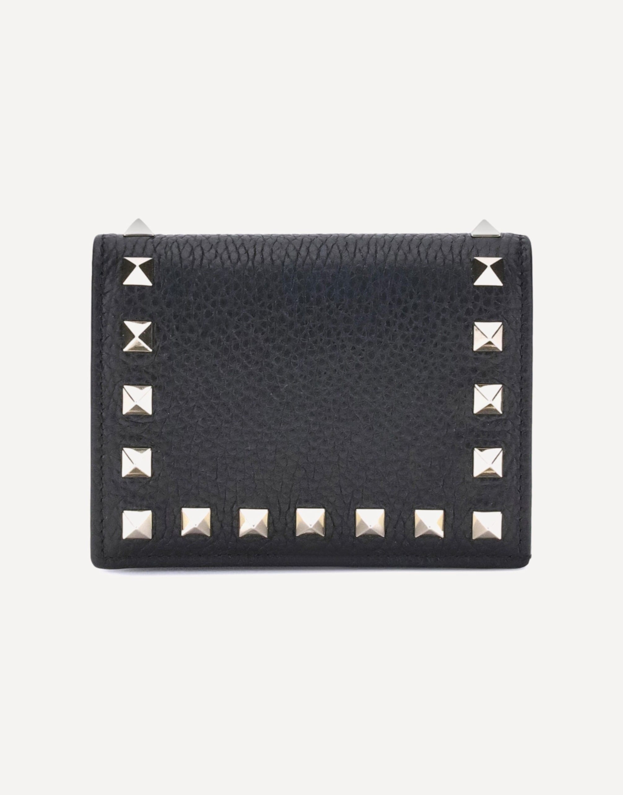 Valentino Garavani Rockstud Wallet Garnet Calfskin Platinum