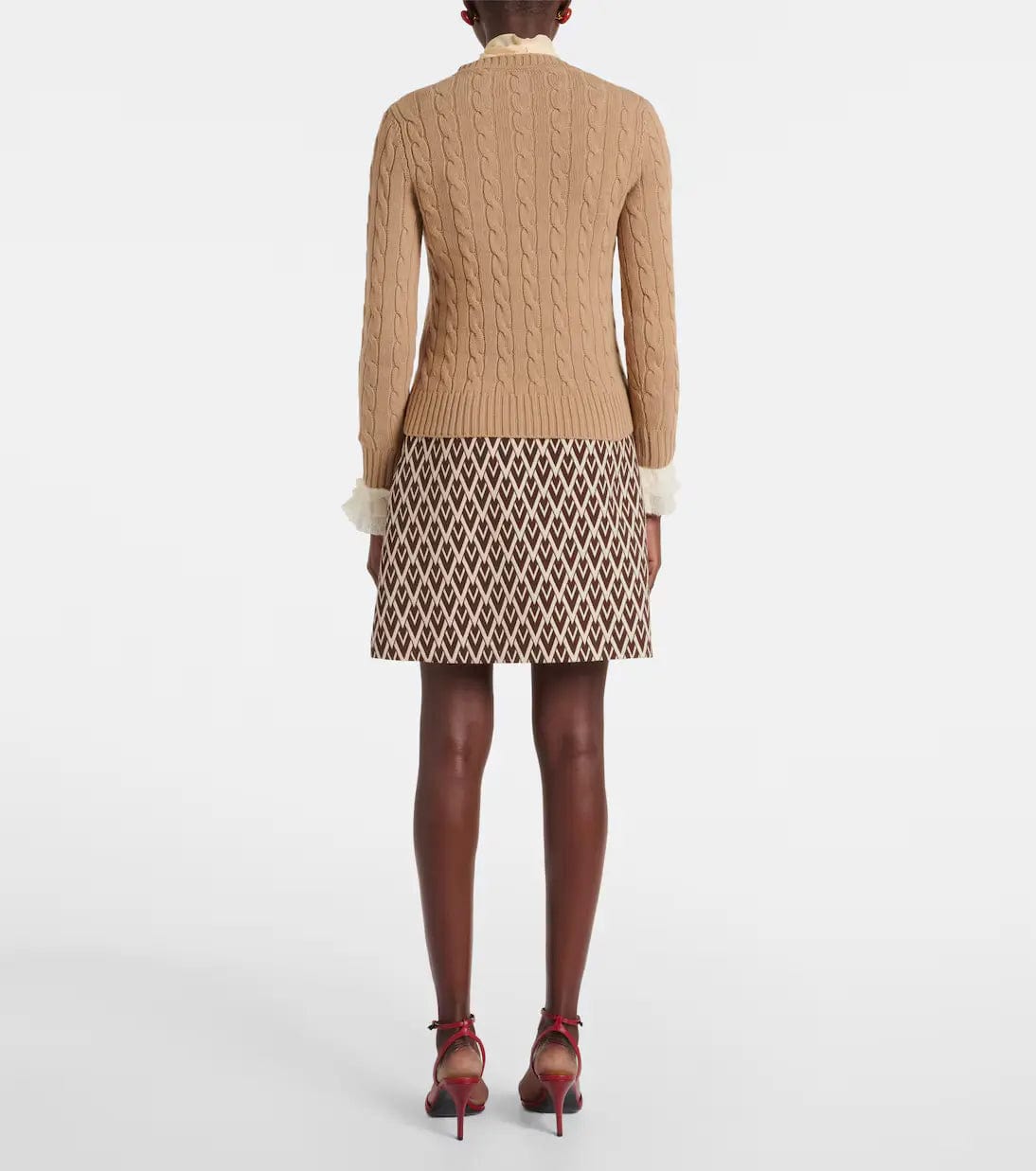 Valentino Garavani Ruffled Cable-Knit Virgin Wool Sweater