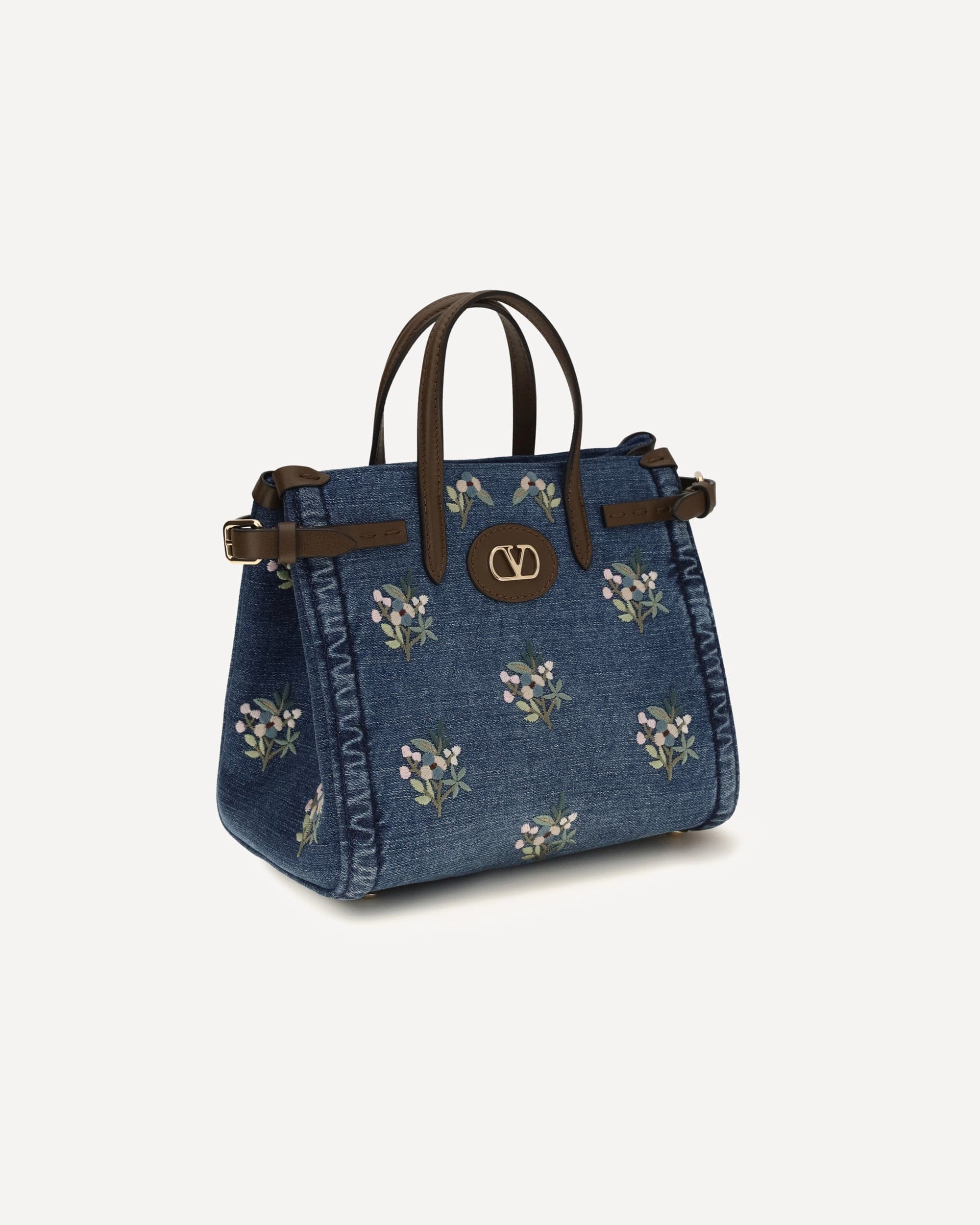 Valentino Garavani Small Antibes Handbag In Embroidered Denim - alternate view