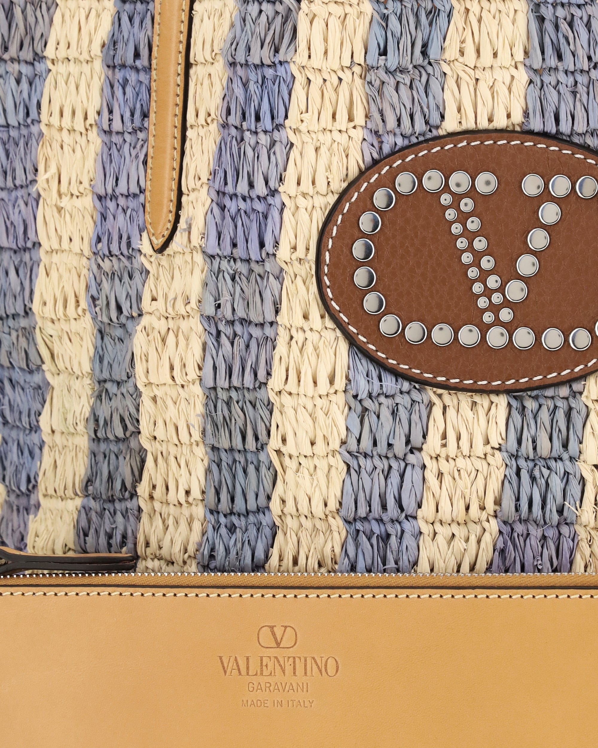 Valentino Garavani Striped Raffia Bucket Bag