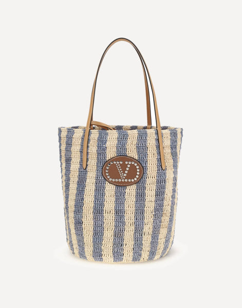 VALENTINO GARAVANIバッグ 外袋付き Valentino Garavani ストライプラフィアバケットバッグ | Sendegaro JP