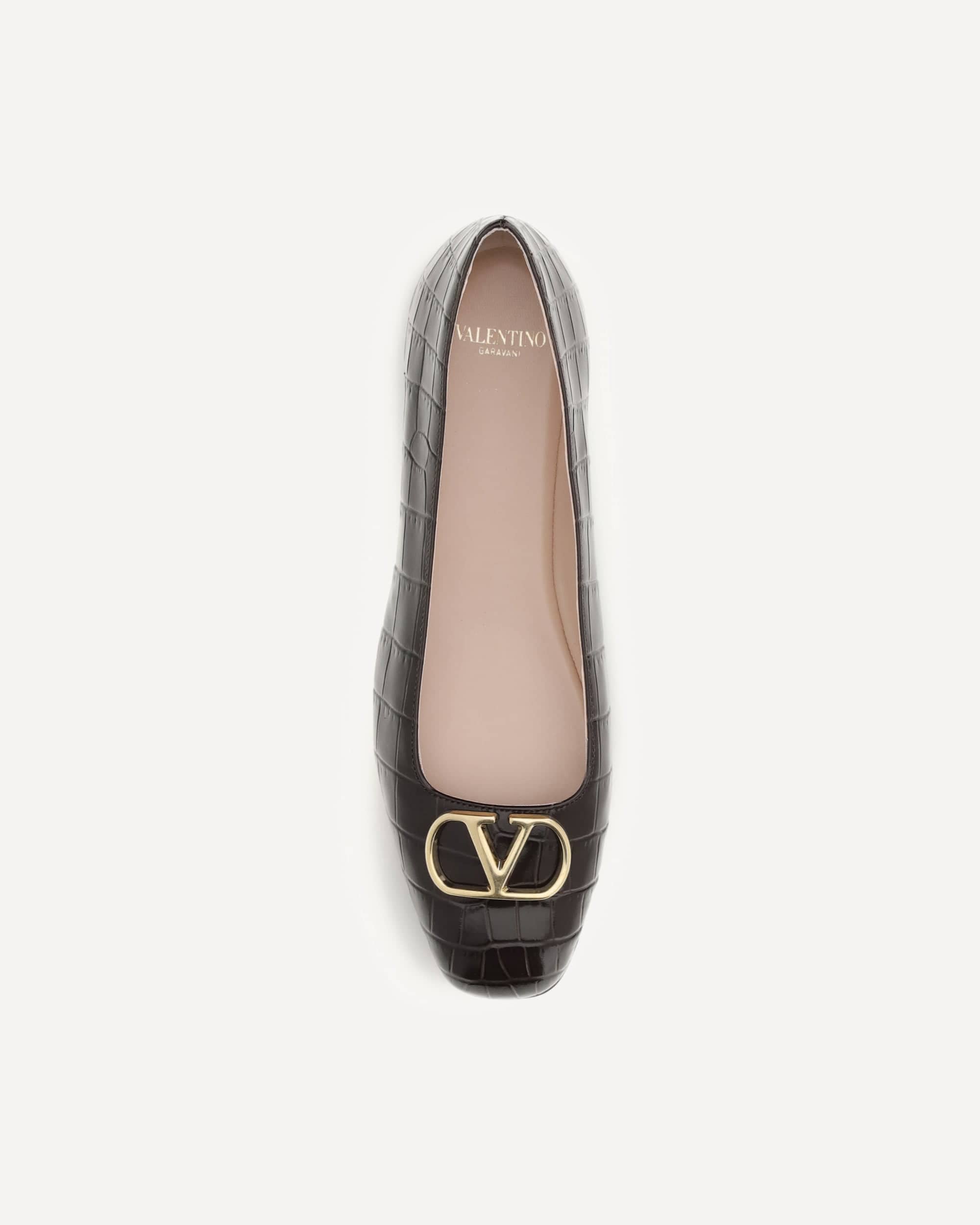 Valentino Garavani Valentino Garavani Vlogo Signature Croc-Effect Ballerinas
