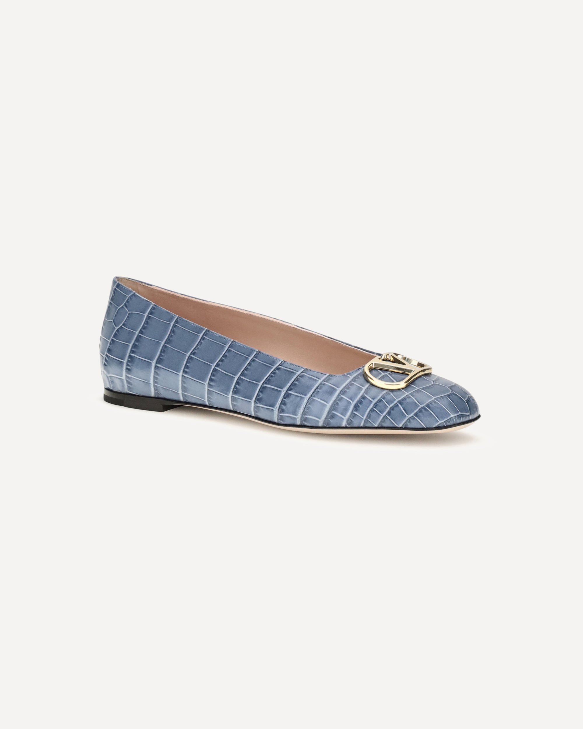 Valentino Garavani VLogo Signature Croc-Effect Ballerinas