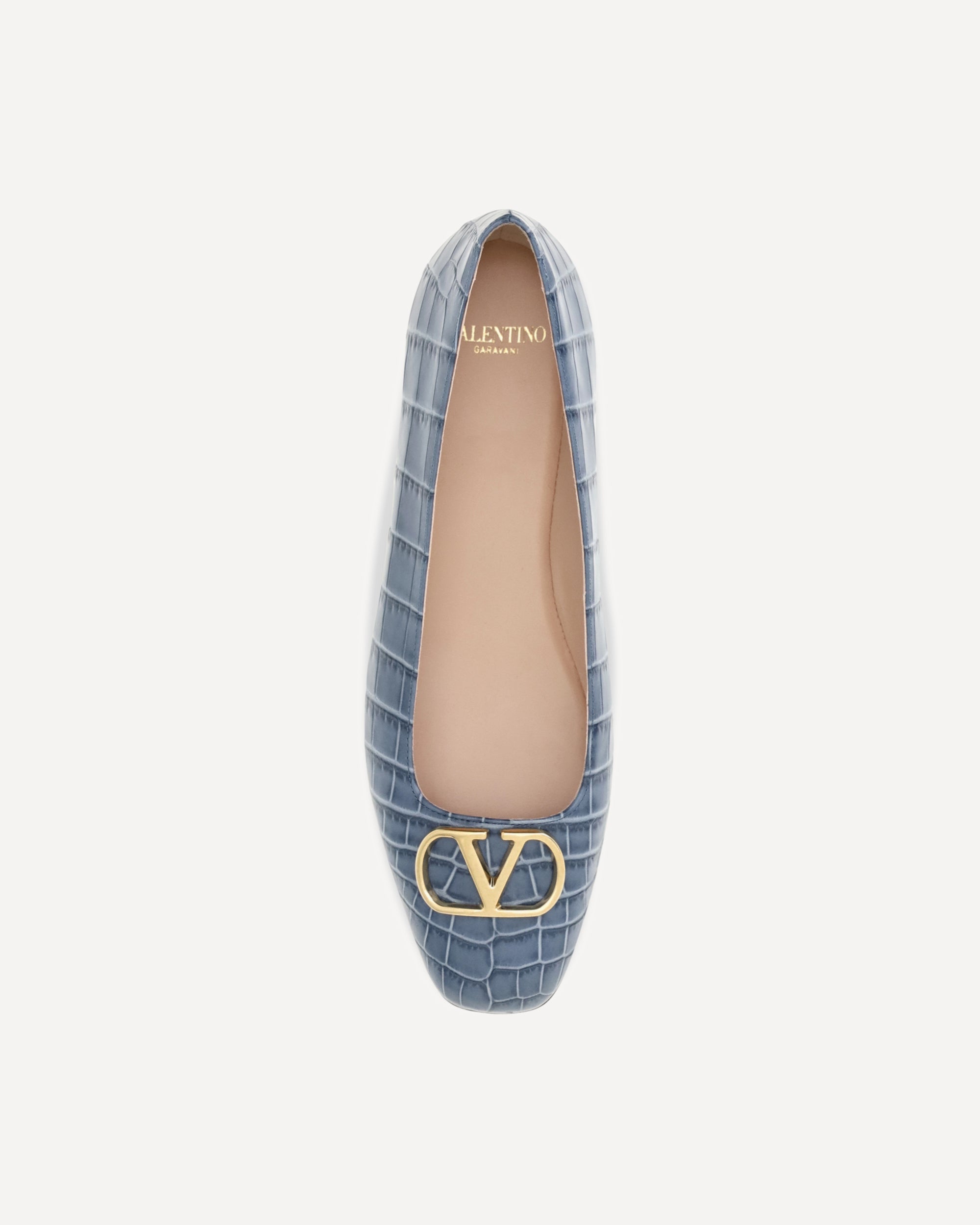 Valentino Garavani VLogo Signature Croc-Effect Ballerinas