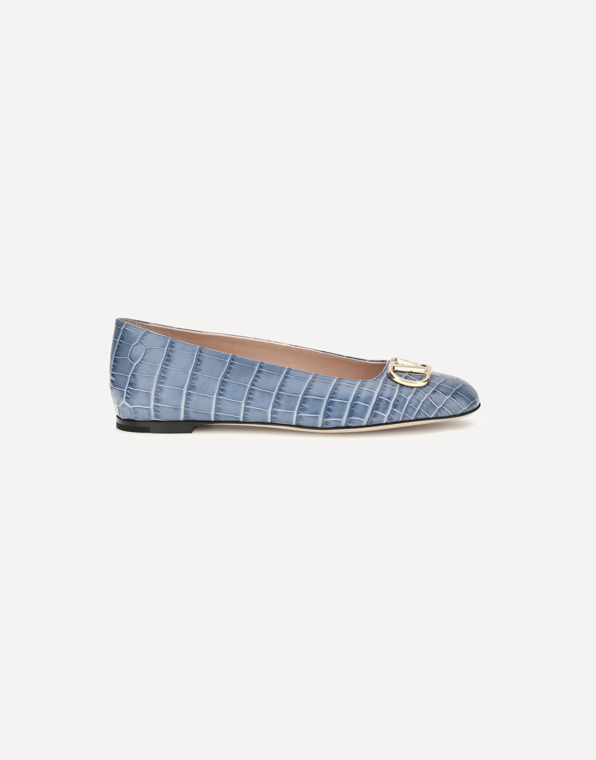 Valentino Garavani VLogo Signature Croc-Effect Ballerinas