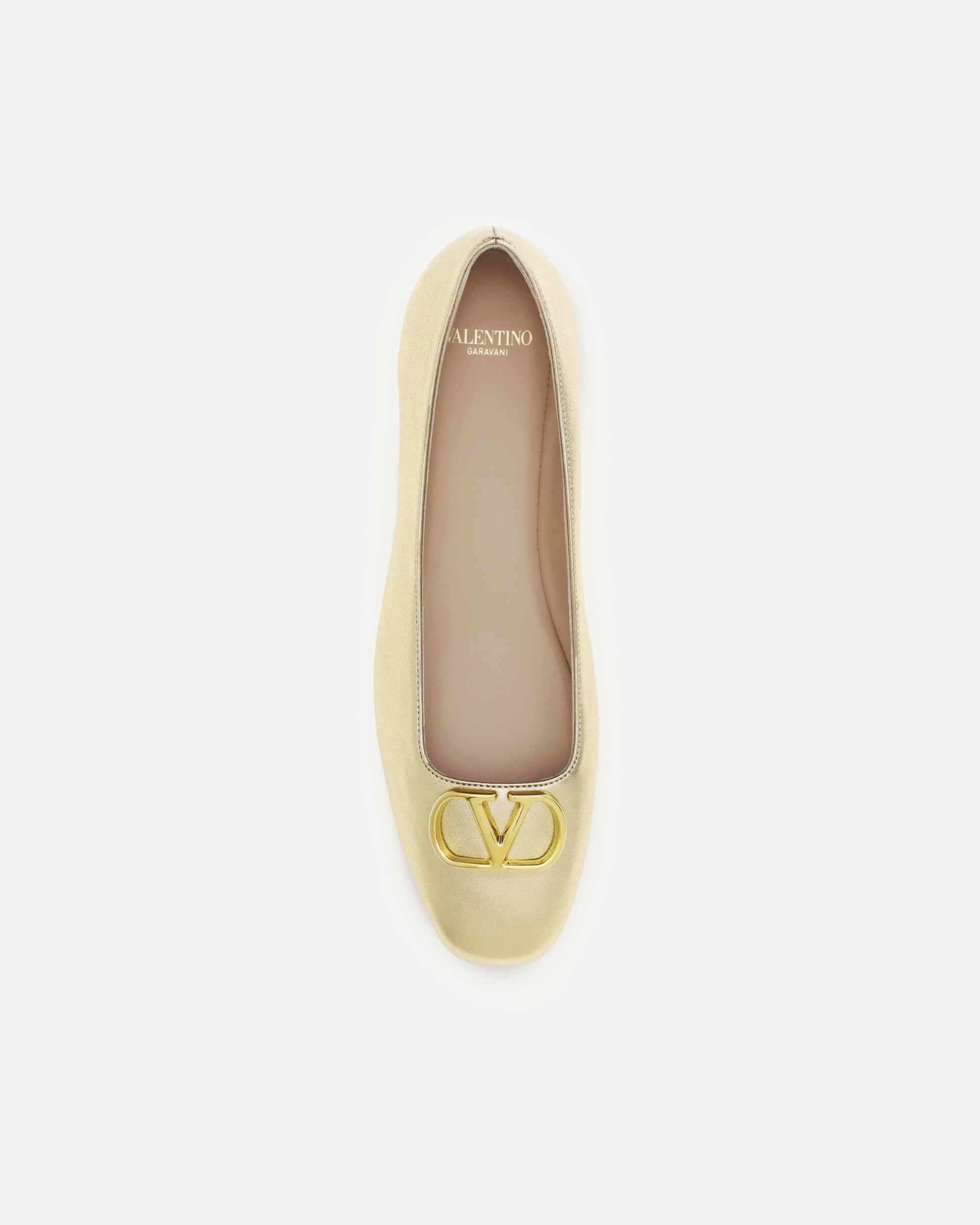 Valentino Garavani Vlogo Signature Laminated Leather Ballerinas