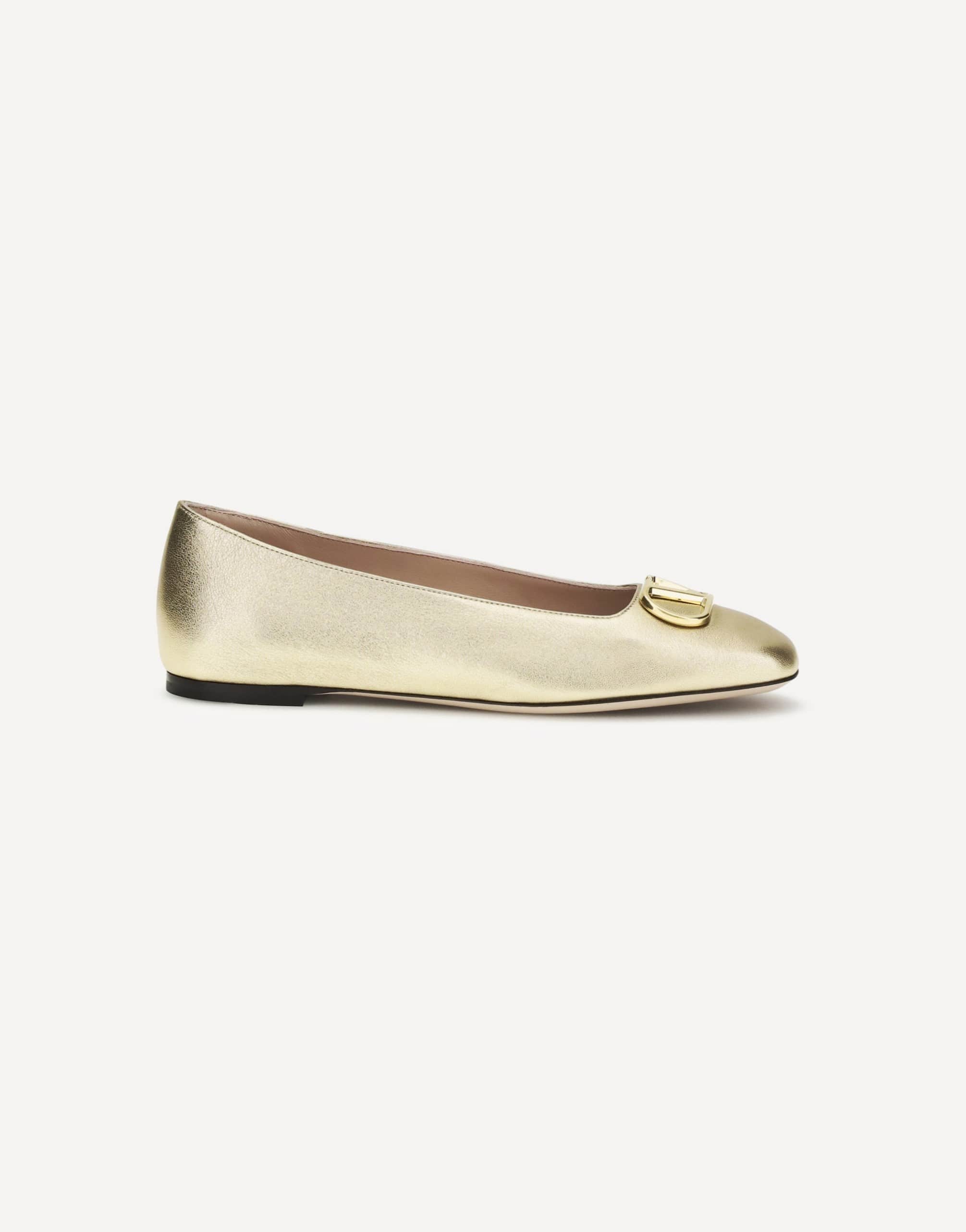 Valentino Garavani Vlogo Signature Laminated Leather Ballerinas