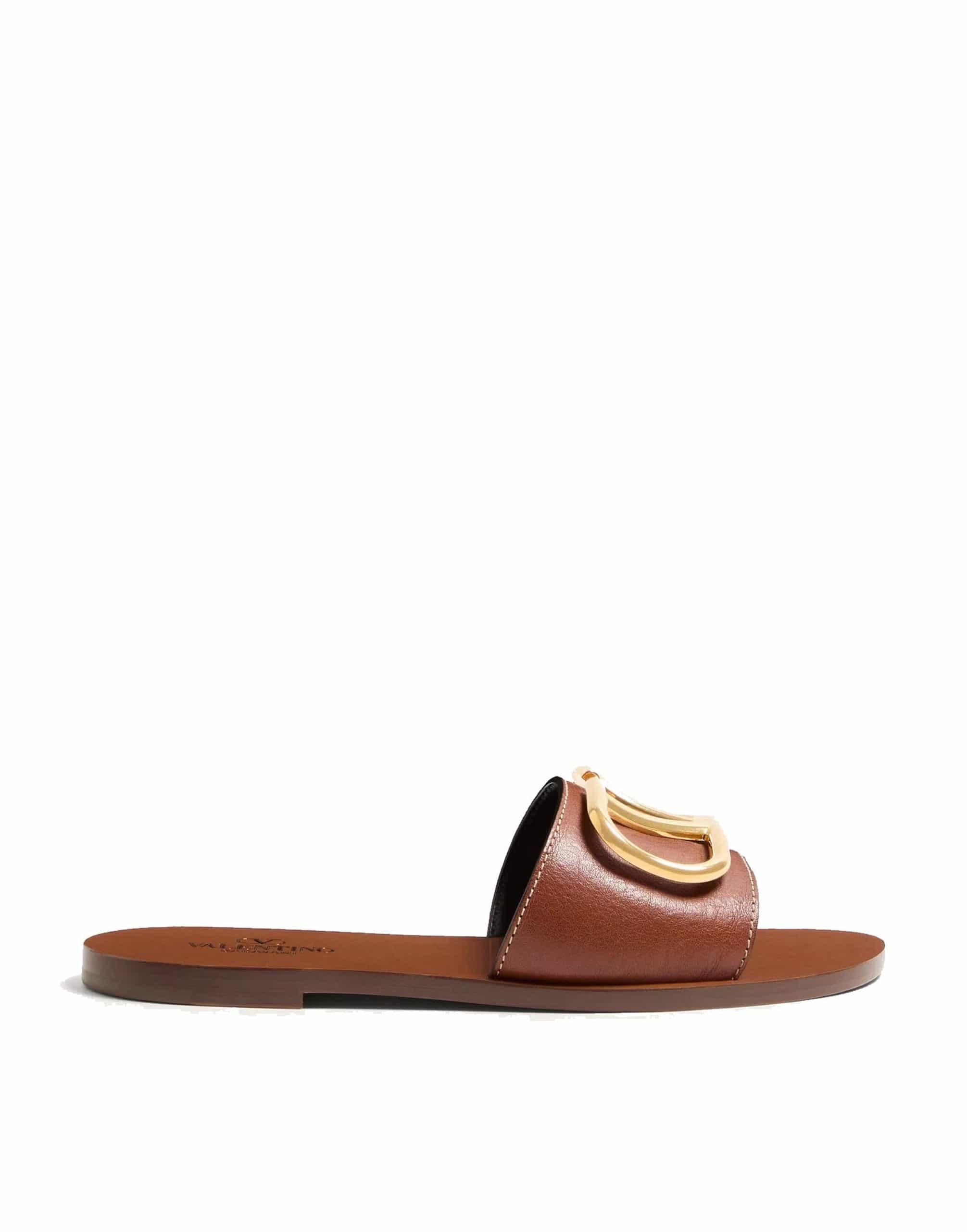 Valentino Garavani Vlogo Slide Sandals In Calf Leather