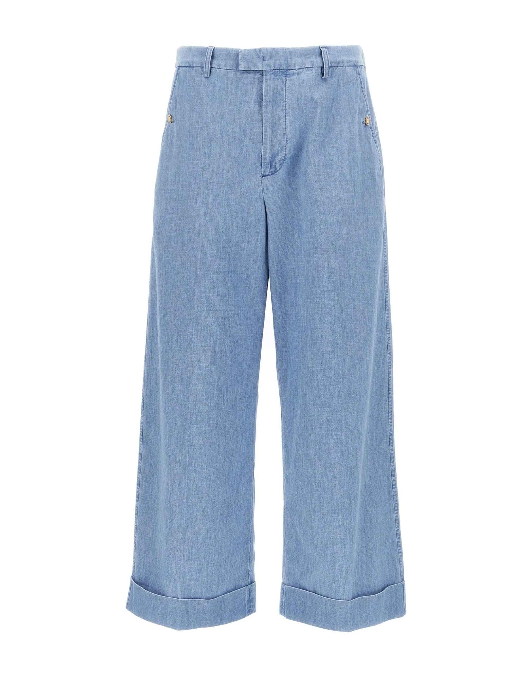 Valentino Garavani Valentino Garavani Wide-Leg Turn-Up Jeans