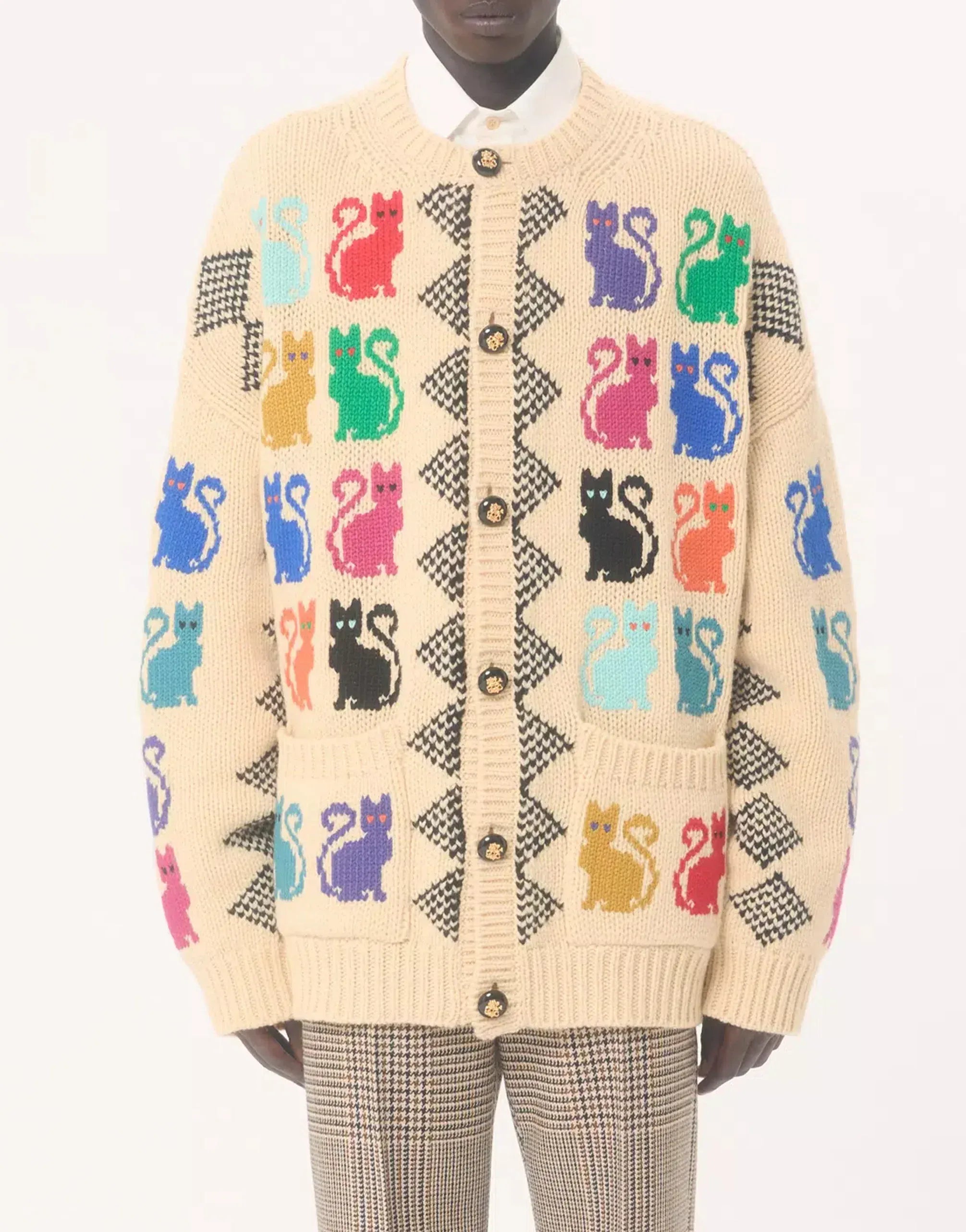 Valentino Jacquard Virgin Wool Cardigan