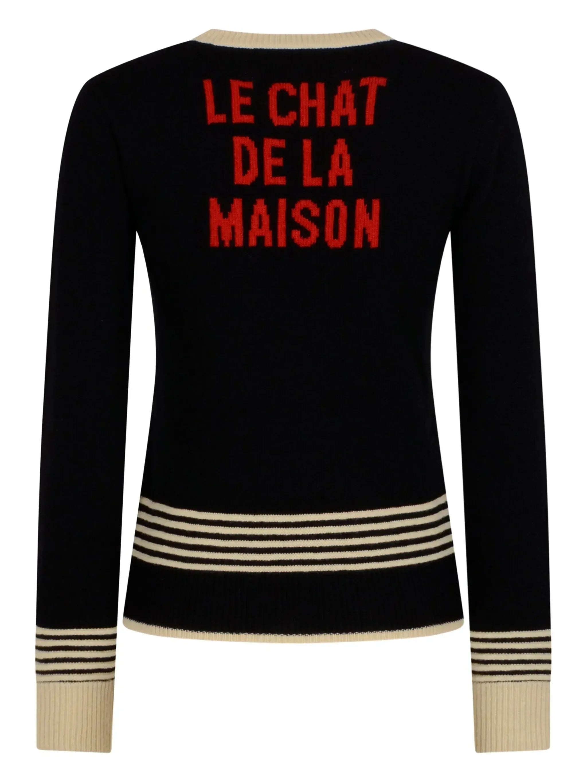 Valentino Le Chat De La Maison Cat-Embroidered Striped Sweater