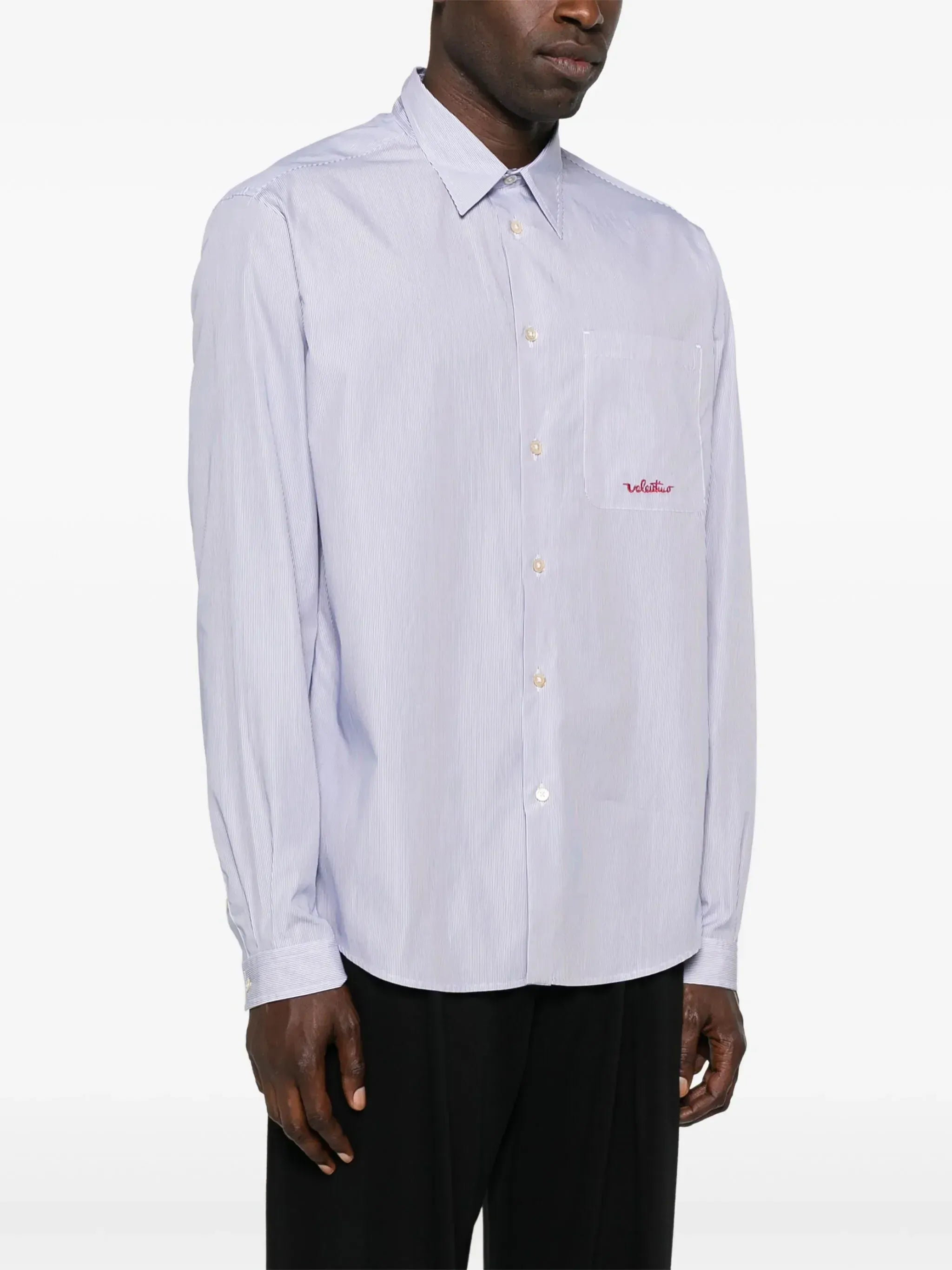Valentino Logo Embroidery Striped Shirt