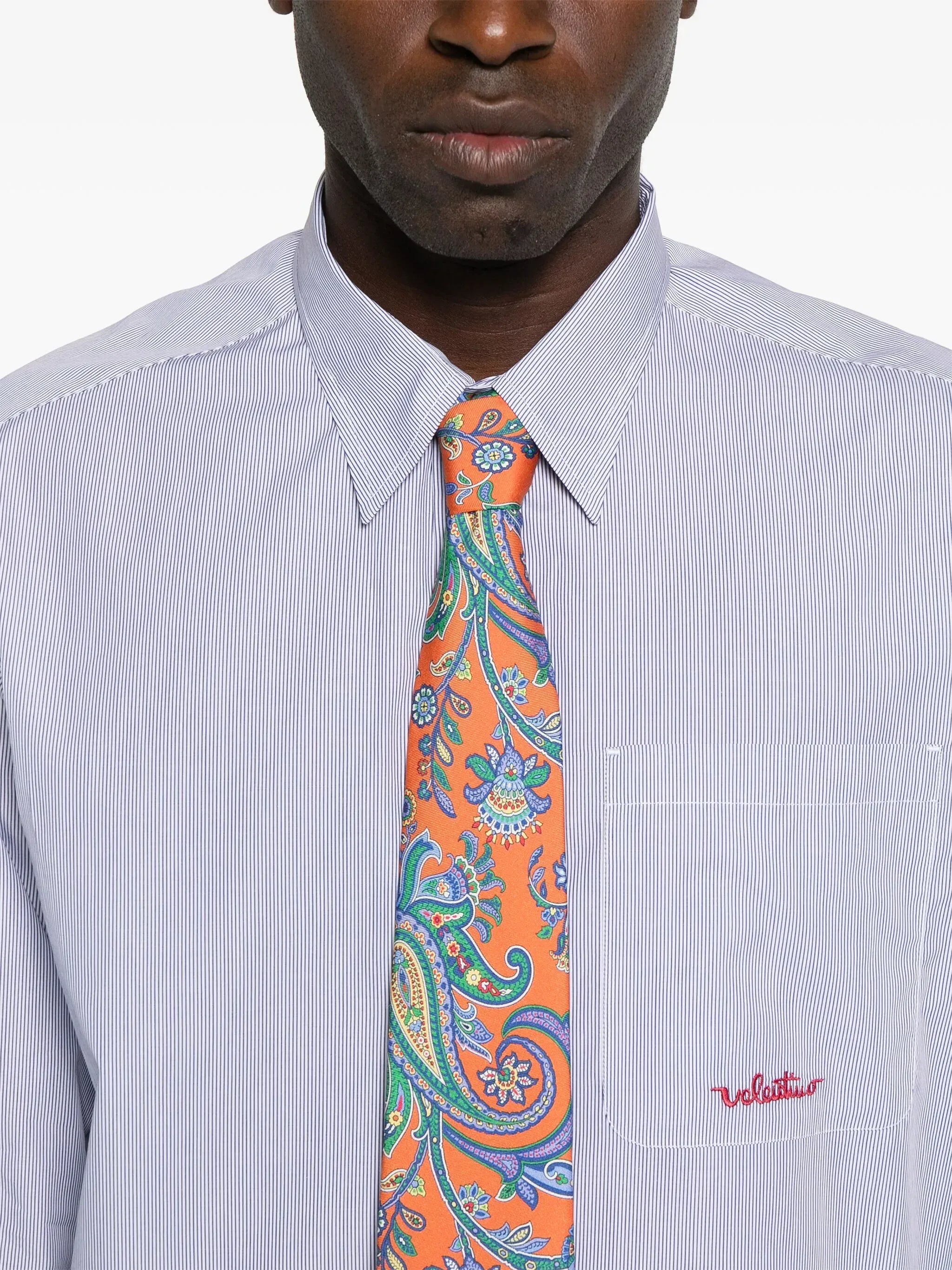 Valentino Logo Embroidery Striped Shirt