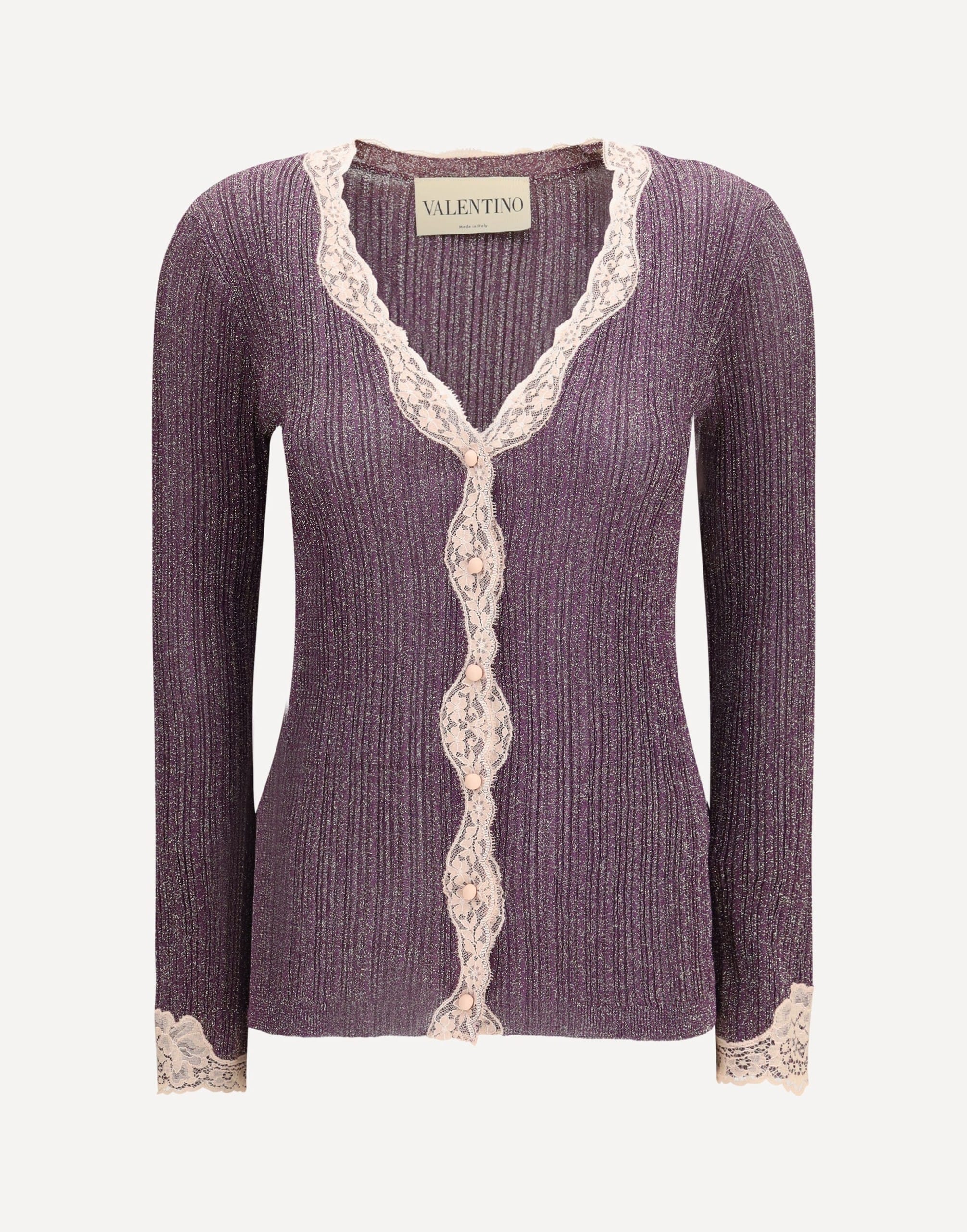 Valentino Lurex Knit Cardigan With Lace | Sendegaro RO
