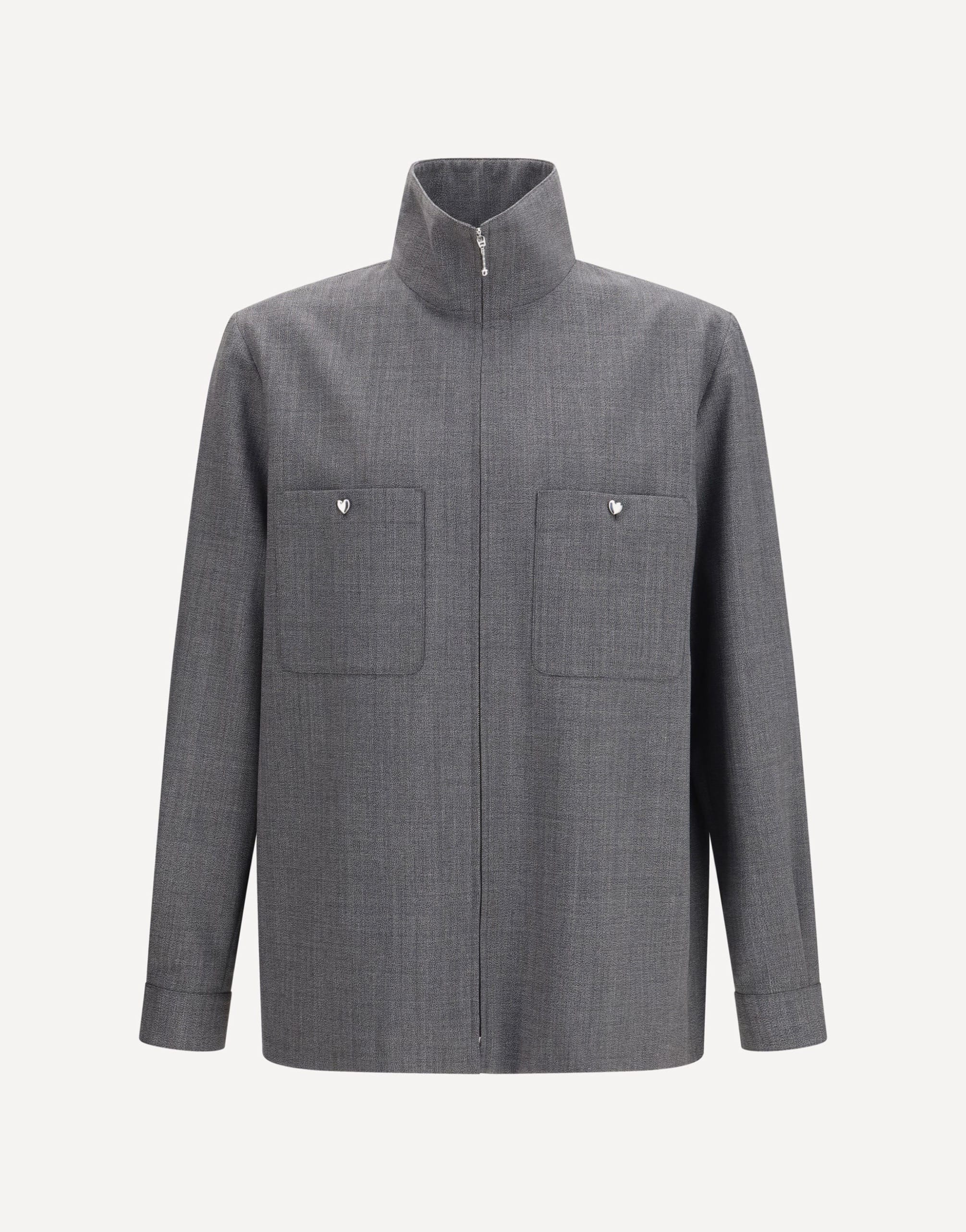 Valentino Mouliné Wool Shirt Jacket