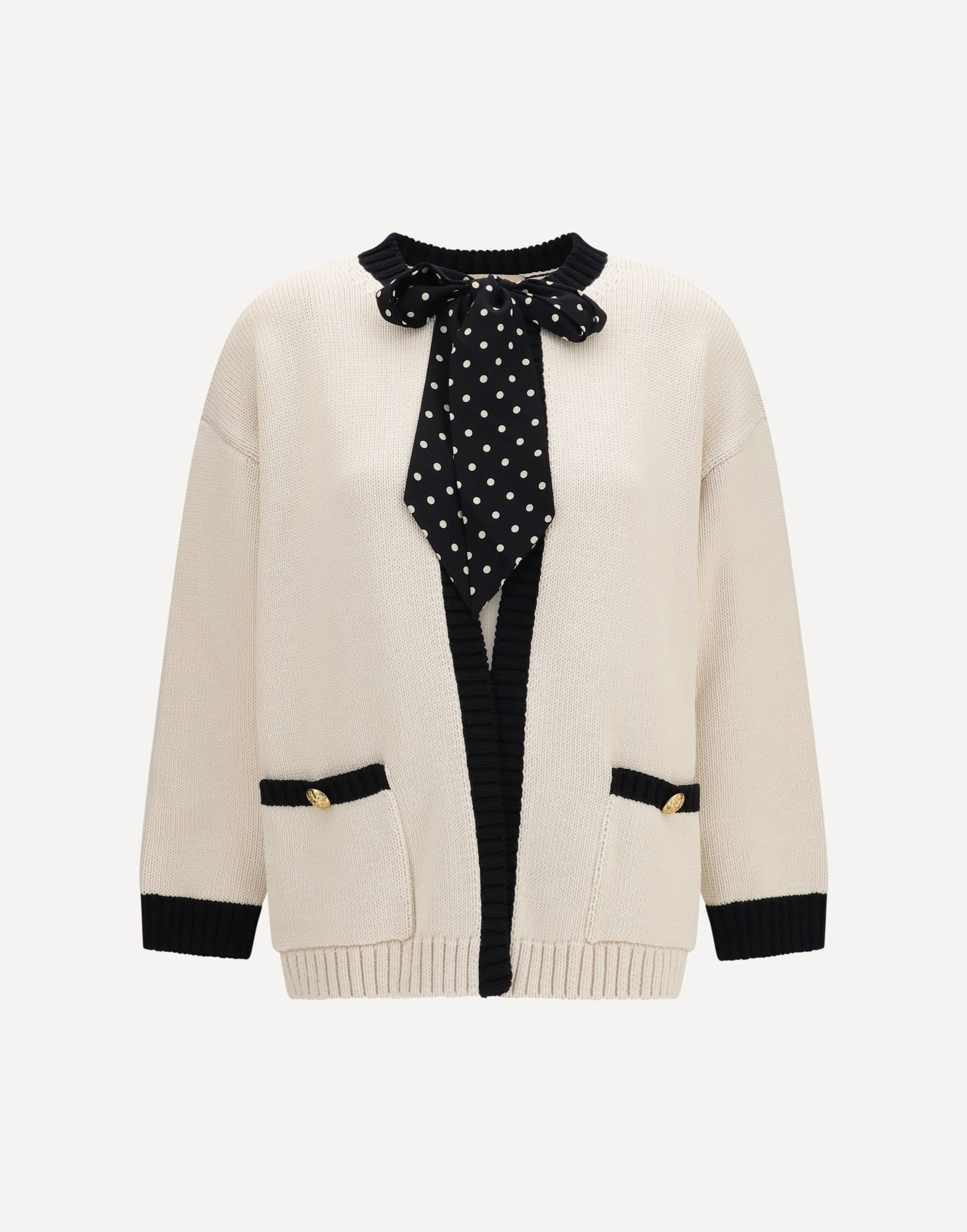 Valentino Valentino Open Polka-Dot Bow Cardigan