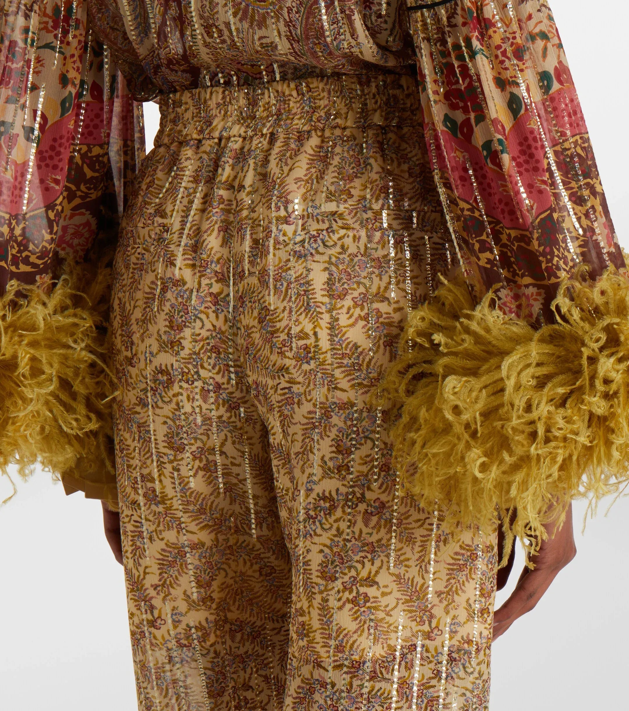 Valentino Paisley-Motif Silk-Blend Wide-Leg Pants