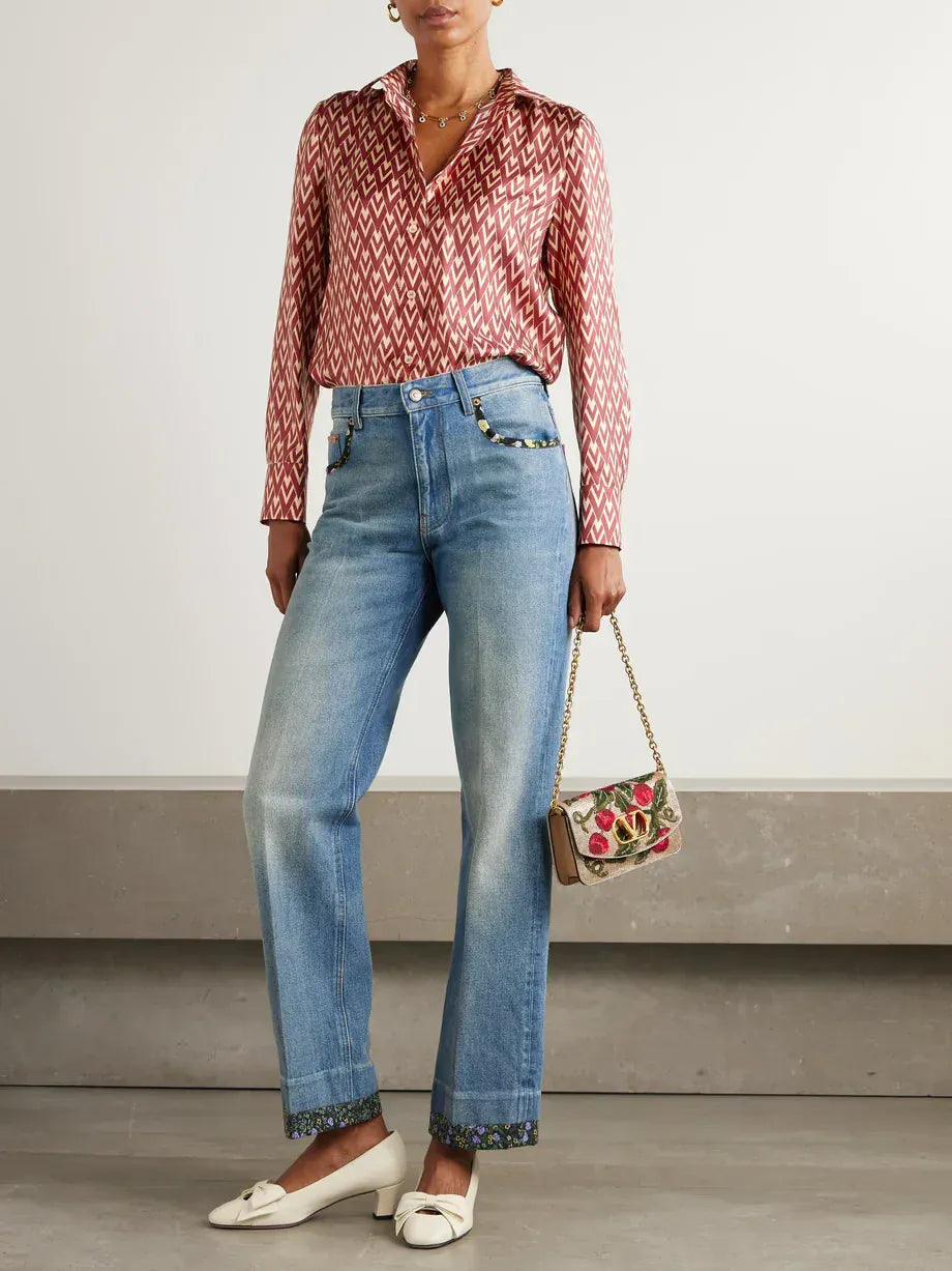 Bedrukt Zijde-Twill Overhemd - alternate view