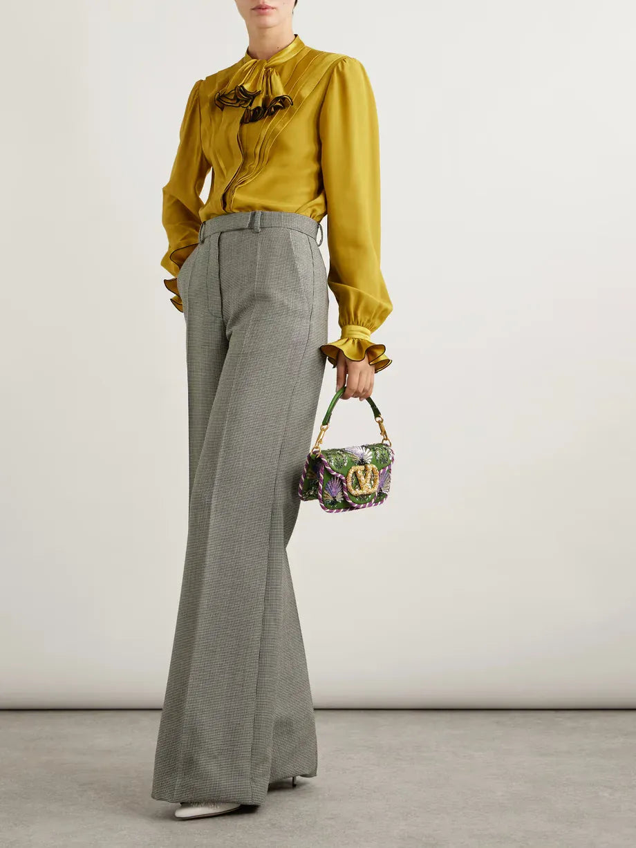 Geplooid Zijden Blouse met Ruches - alternate view