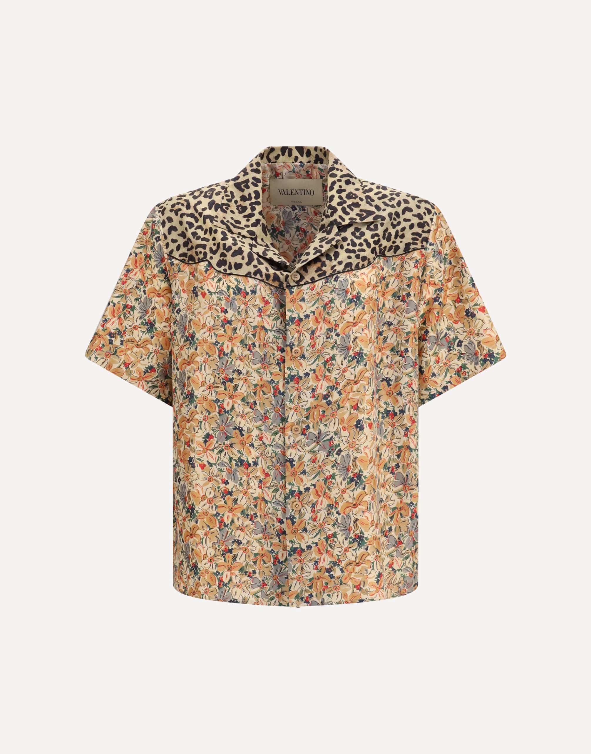 Valentino Valentino Short-Sleeve Floral Leopard Print Shirt
