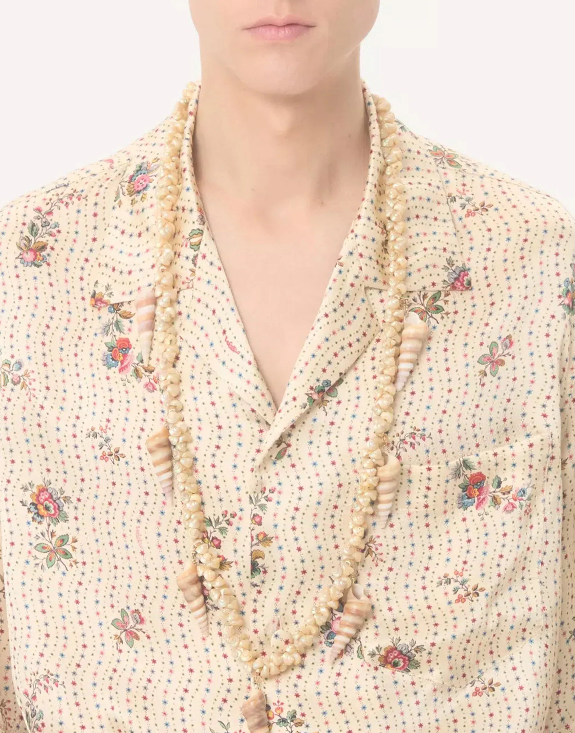 Valentino Silk Bowling Papier Floral Print Shirt