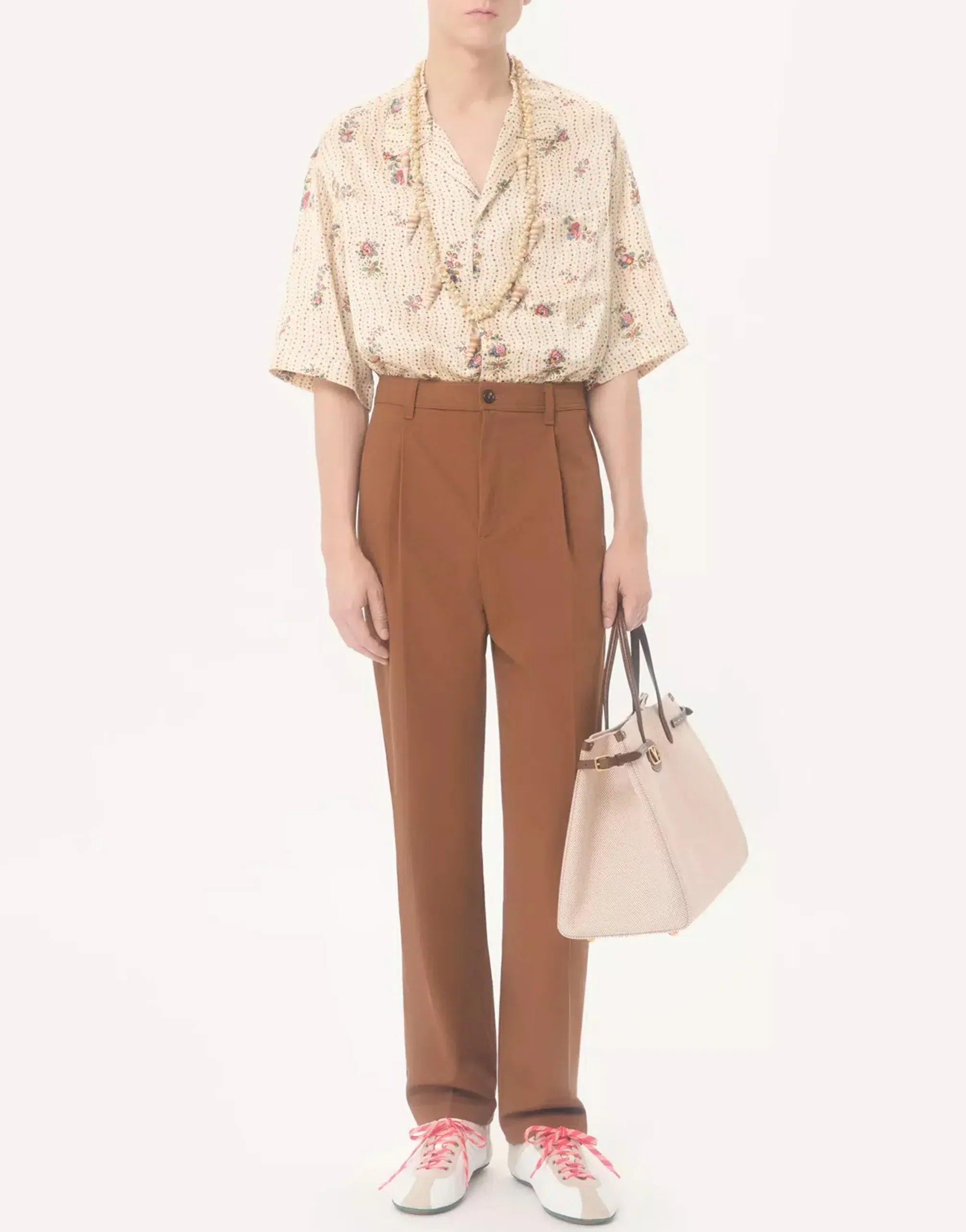 Valentino Silk Bowling Papier Floral Print Shirt