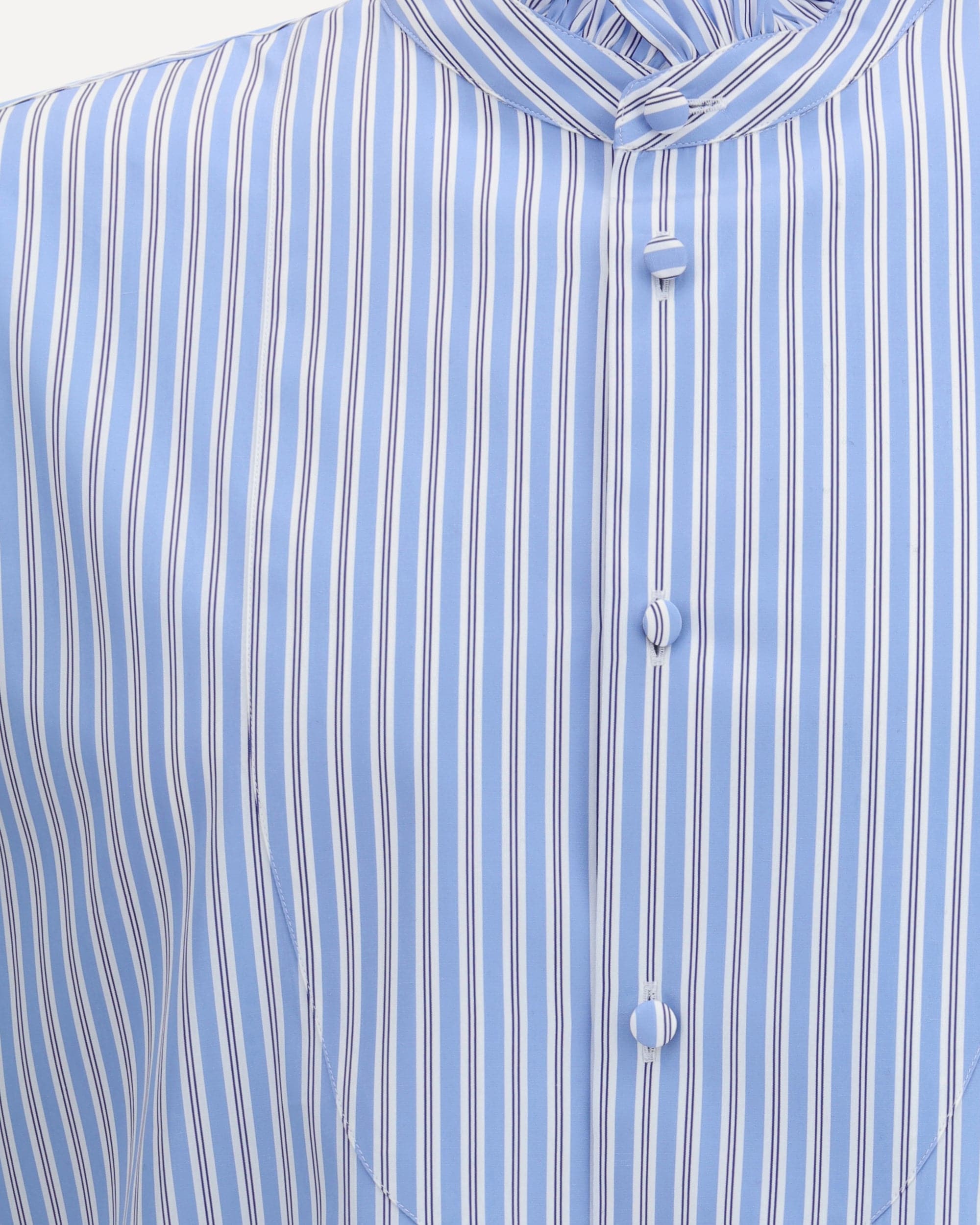 Valentino Striped Plastron And Ruffle Shirt