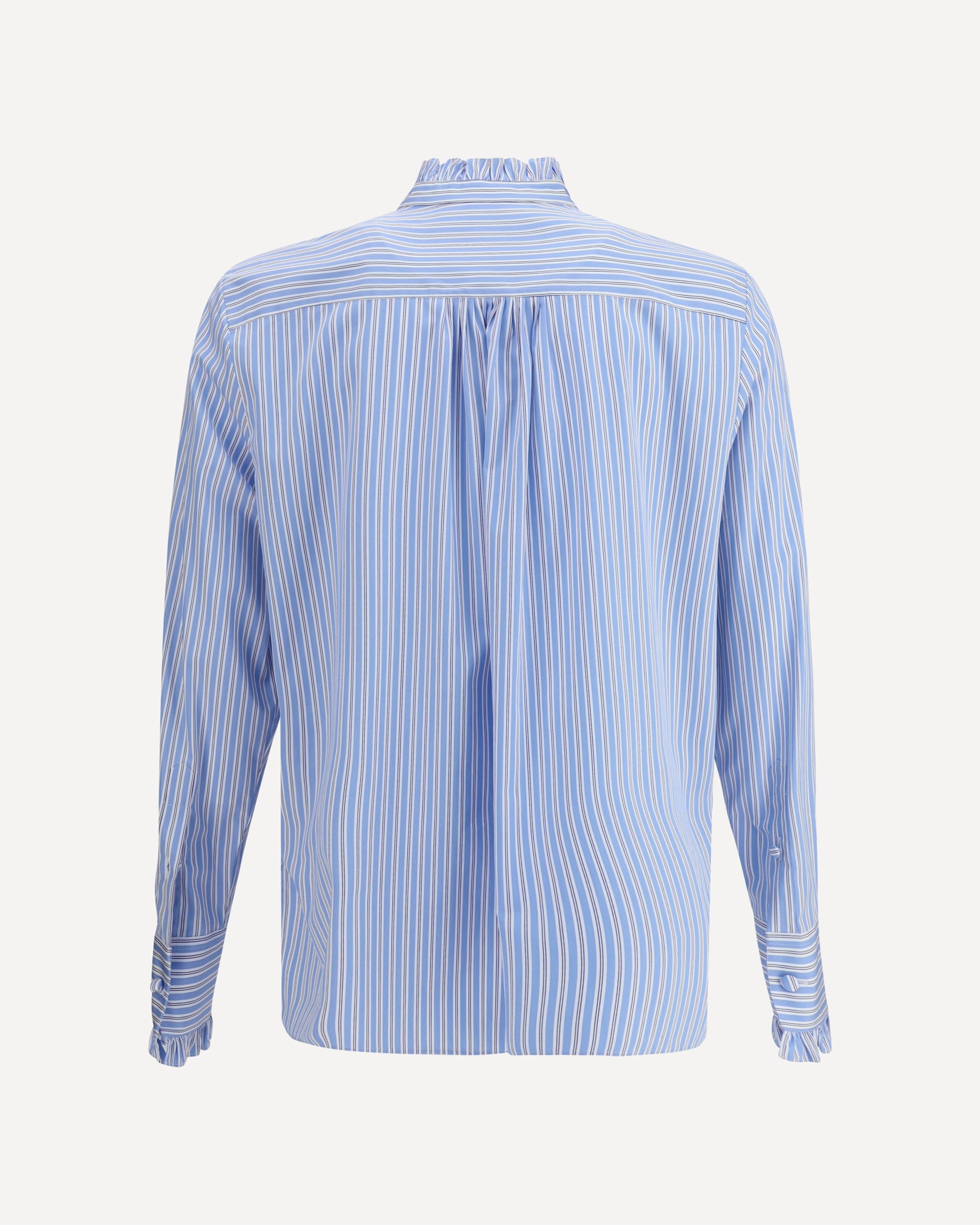 Valentino Striped Plastron And Ruffle Shirt
