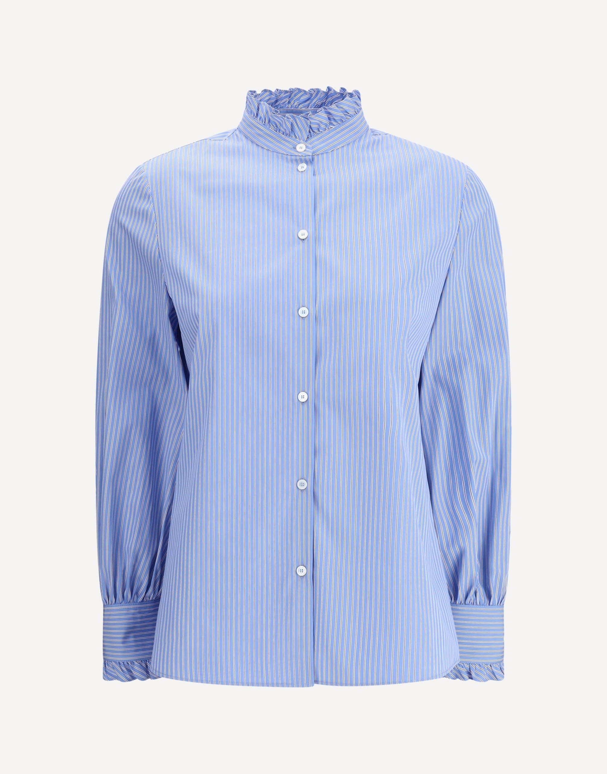 Valentino Striped Shirt With Ruffle Details