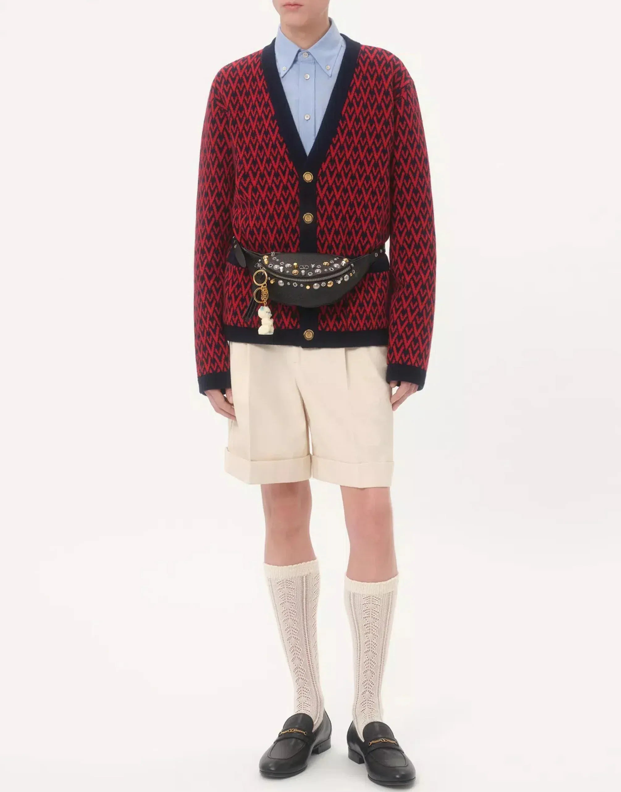 Valentino Toute La V Virgin Wool Jacquard Cardigan - alternate view