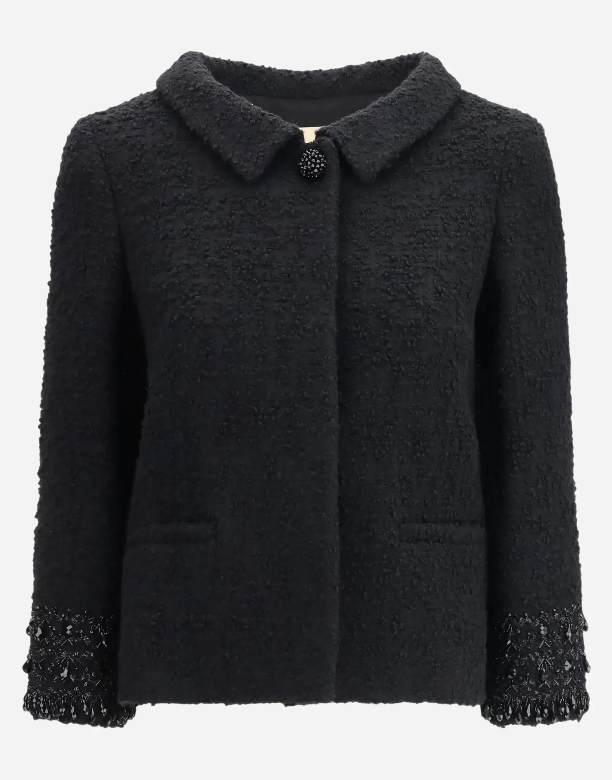 Valentino Tweed Glass-Embroidered Jacket