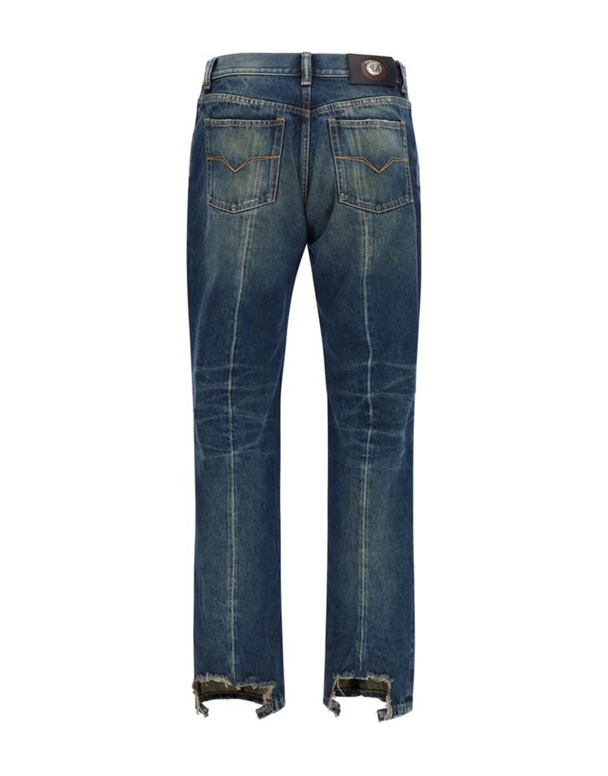 Versace 3D Medusa Distressed Straight-Leg Jeans