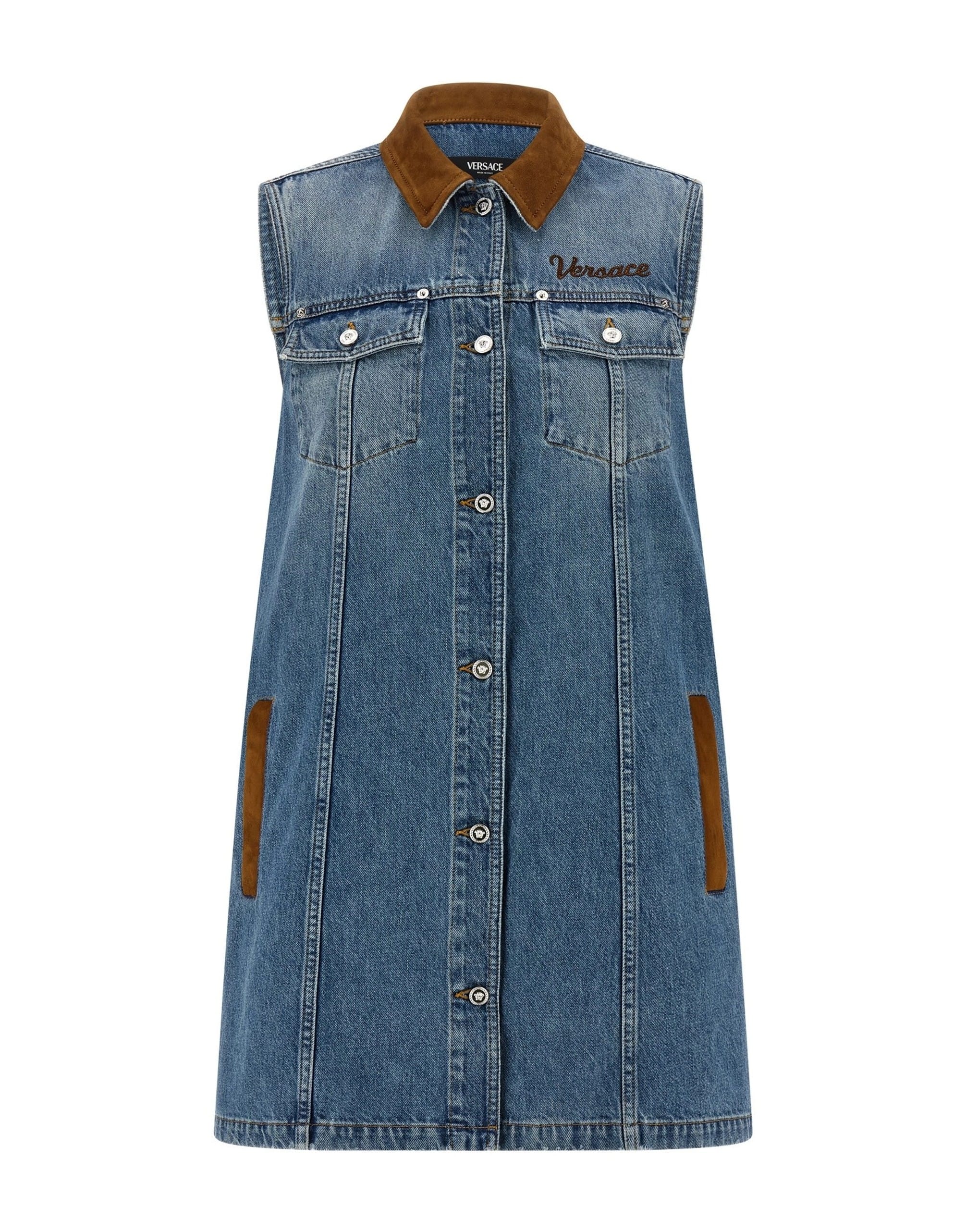 Versace Versace A-Line Denim Mini Dress