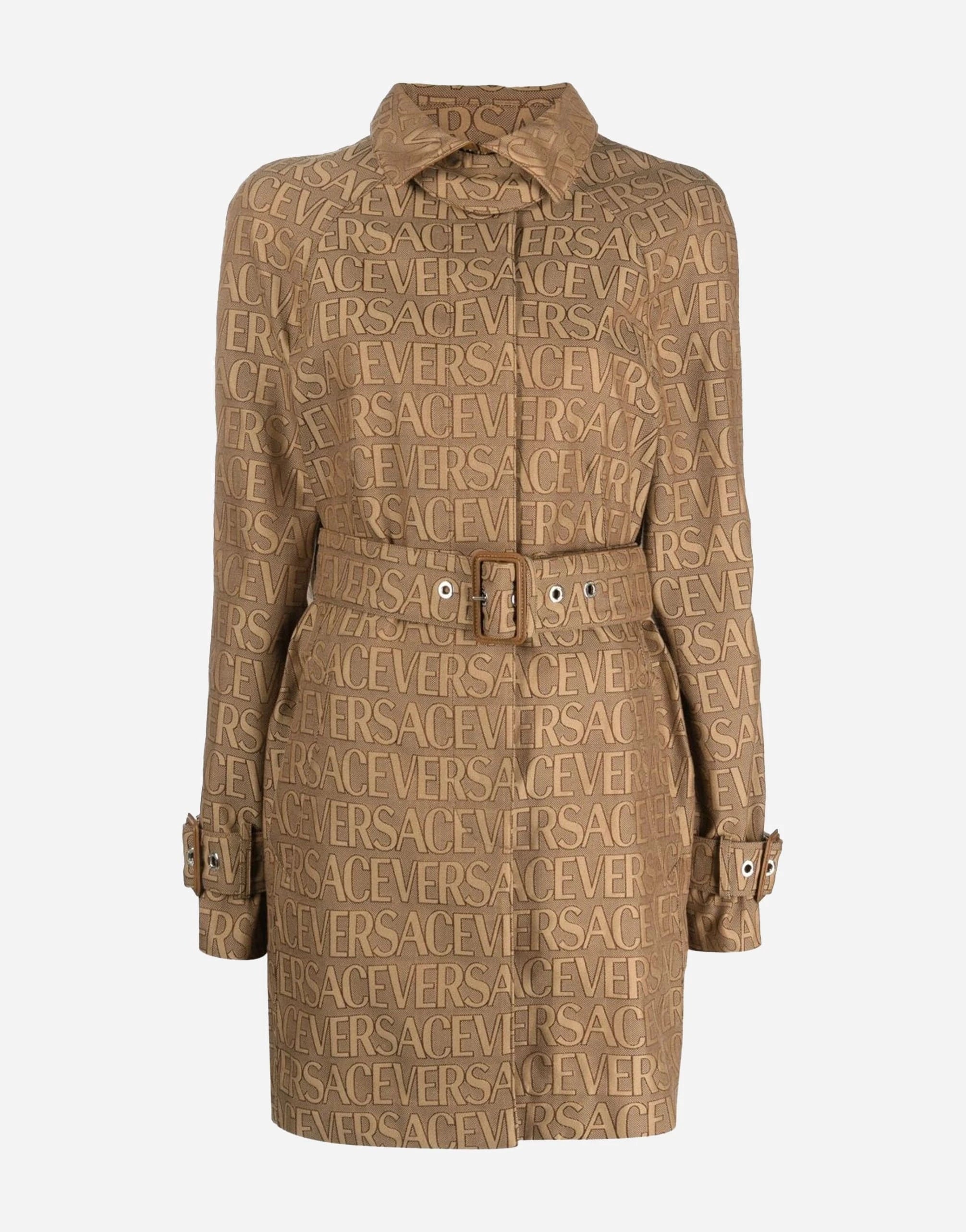 Versace Allover Logo-Jacquard Trench Coat