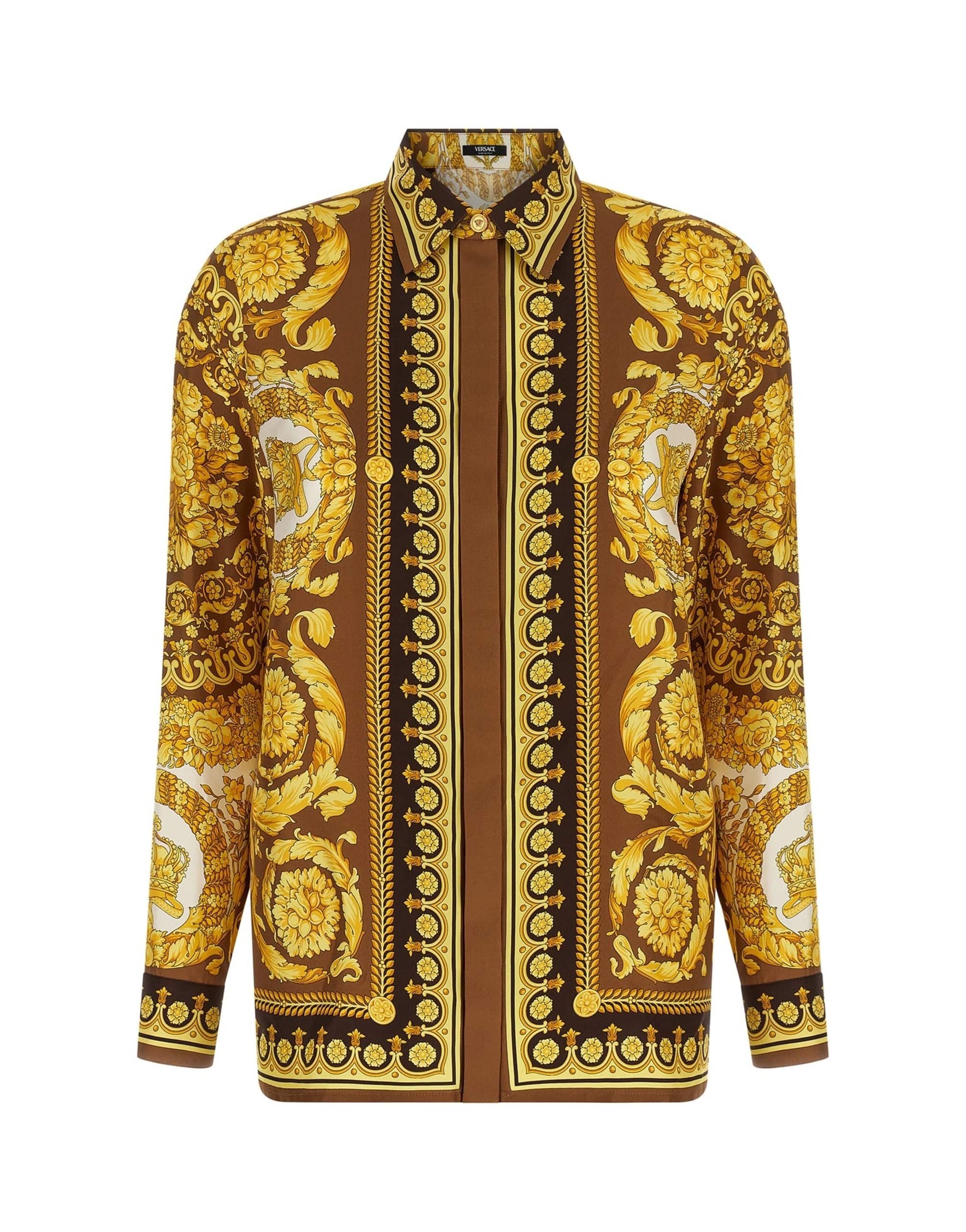 Versace Versace Barocco Print Silk Twill Shirt