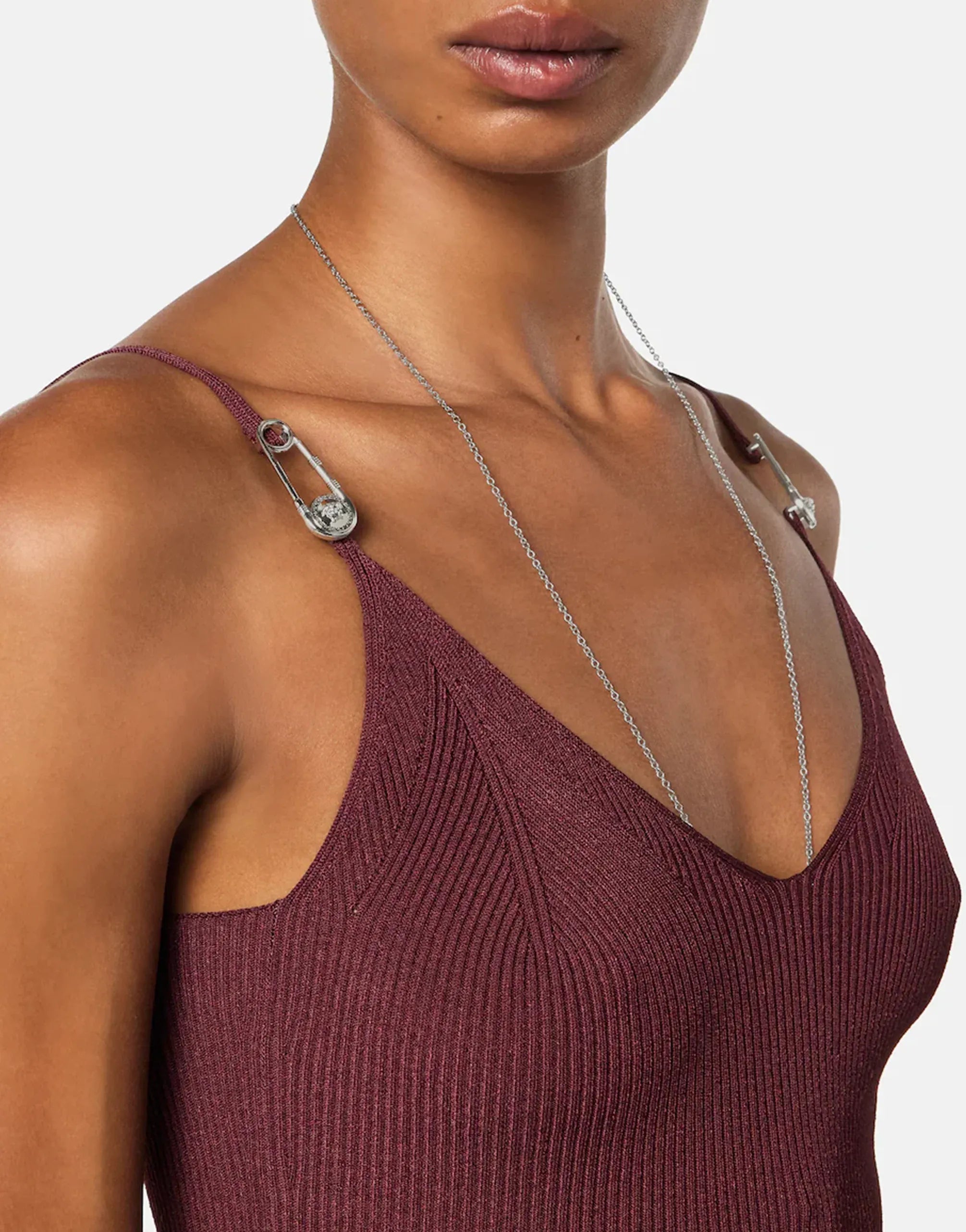 Versace Bordeaux Viscose Knit Midi Dress