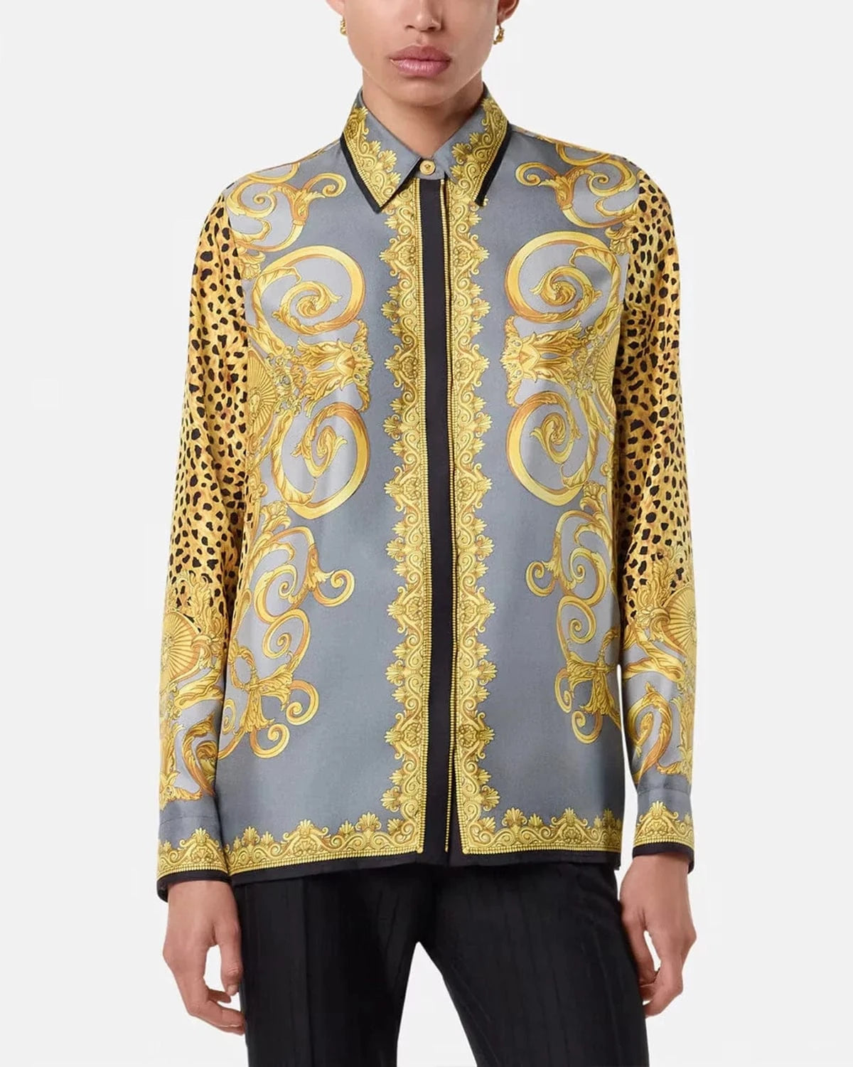 Versace Cheetah Foulard Silk Shirt
